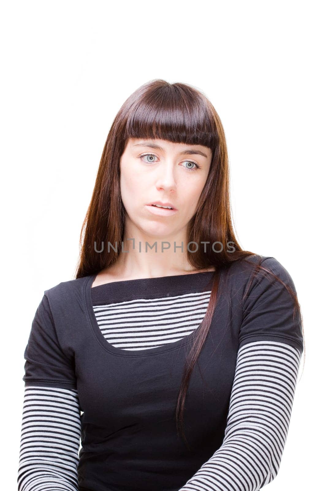 a beautiful young woman performing facial expression