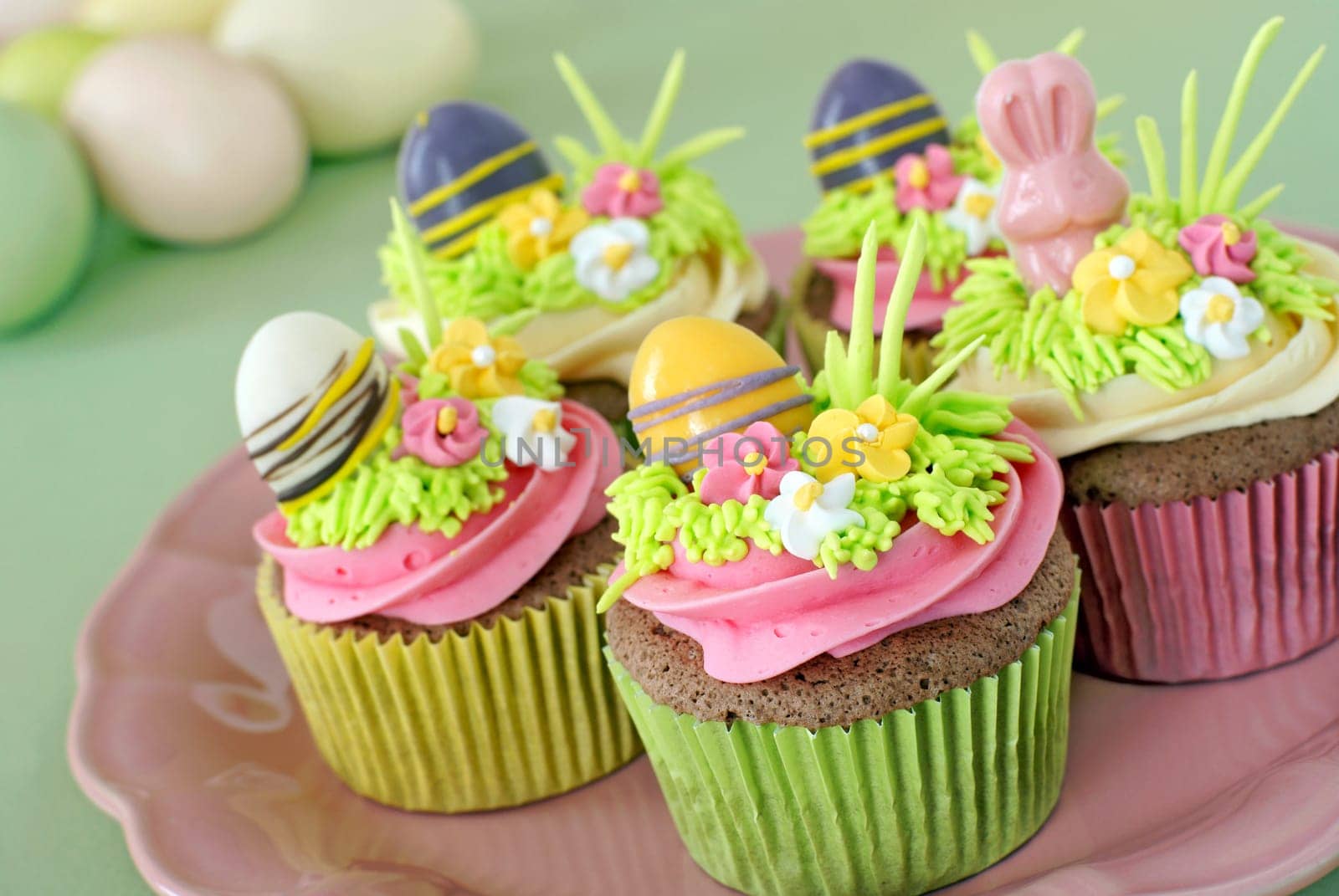 Chocolate cupcakes decorated for Easter