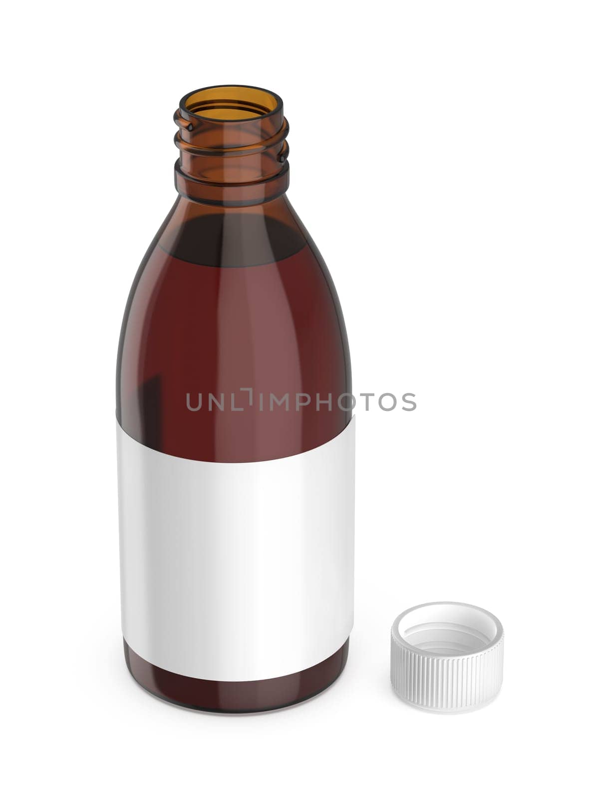 Open bottle with cough medicine syrup
 by magraphics