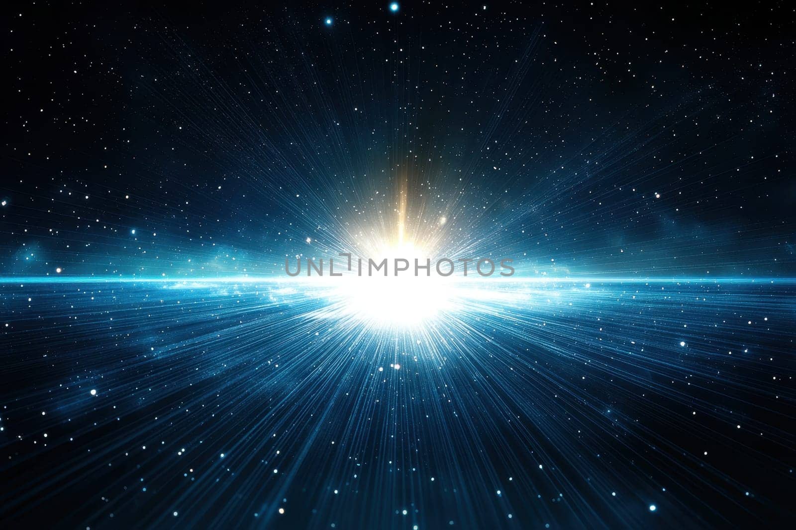 Witness a stunning visualization of an intergalactic bridge, illuminated by vibrant light rays amidst a cosmic backdrop filled with stars and deep space.
