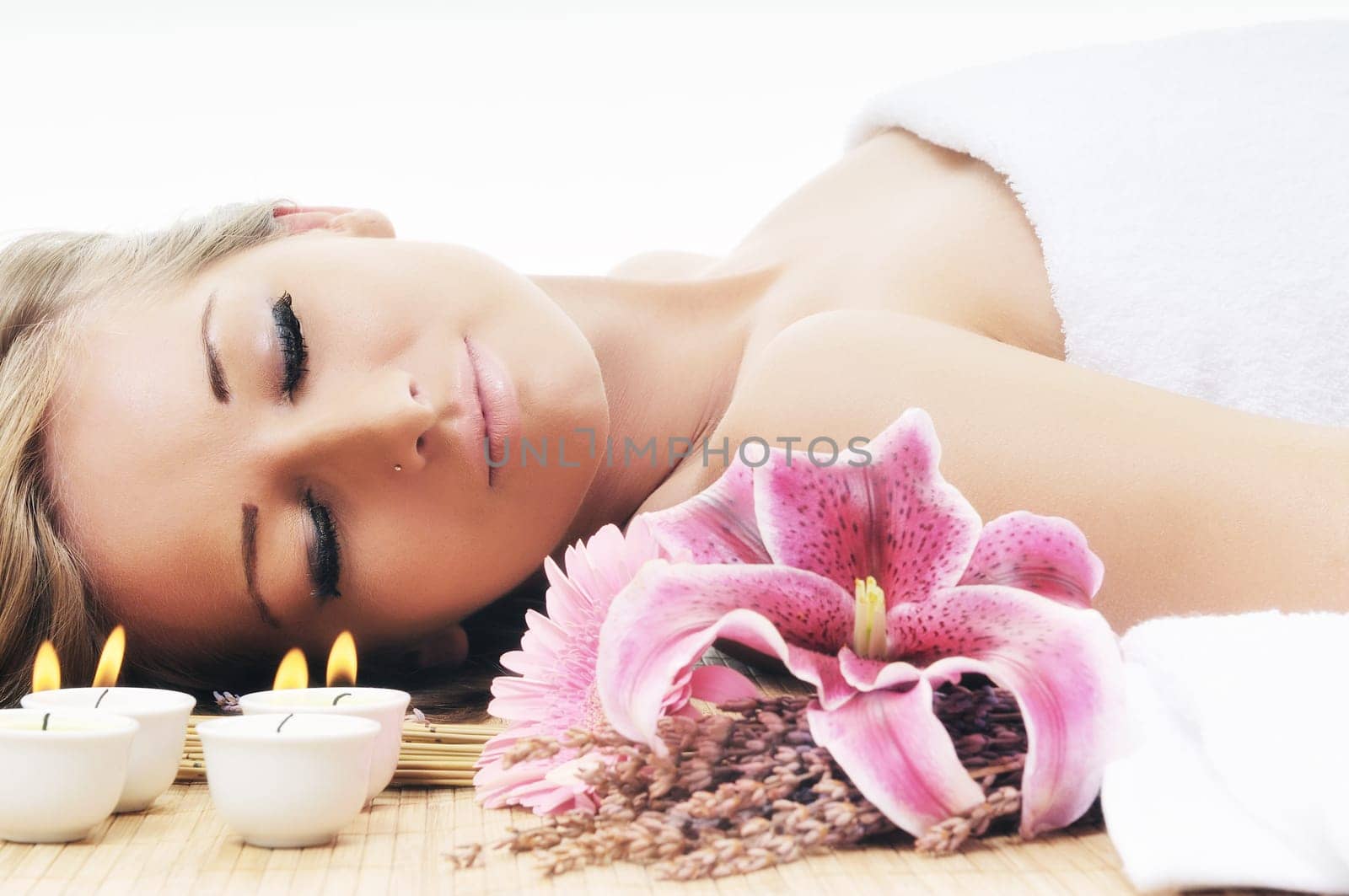 young beautiful woman  spa and beauty  treatment isolated on white