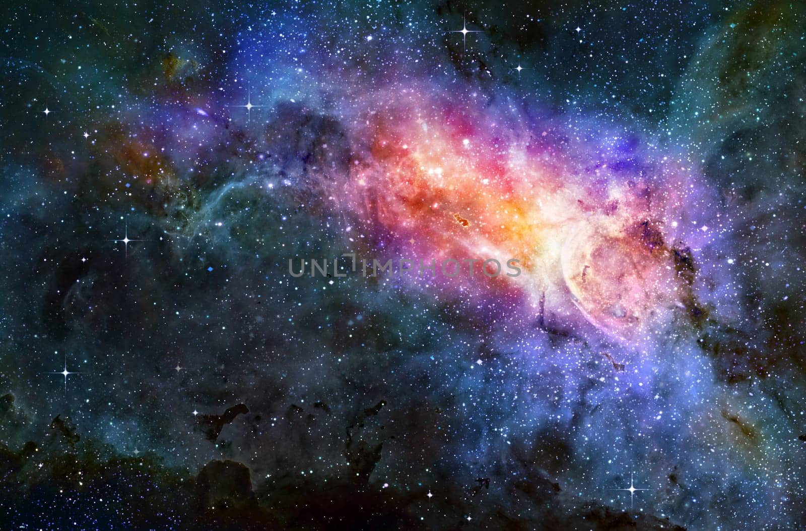 illustration of a nebula gas cloud in deep outer space