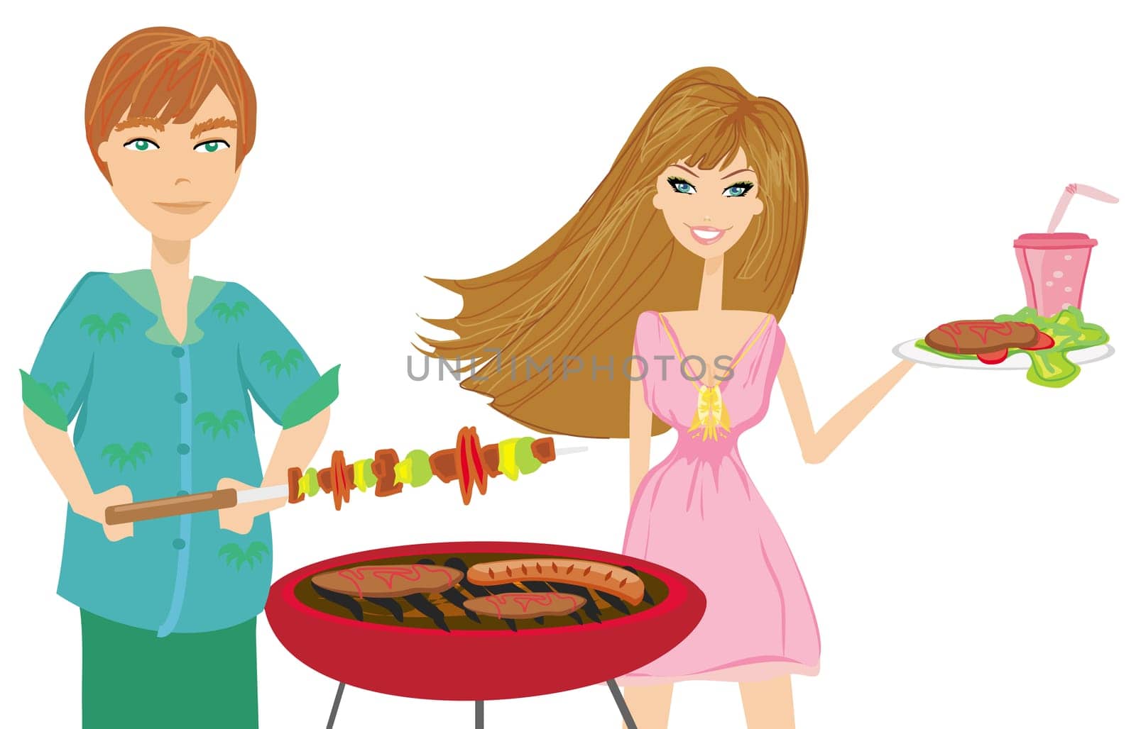 Barbecue Party - cook and girl
