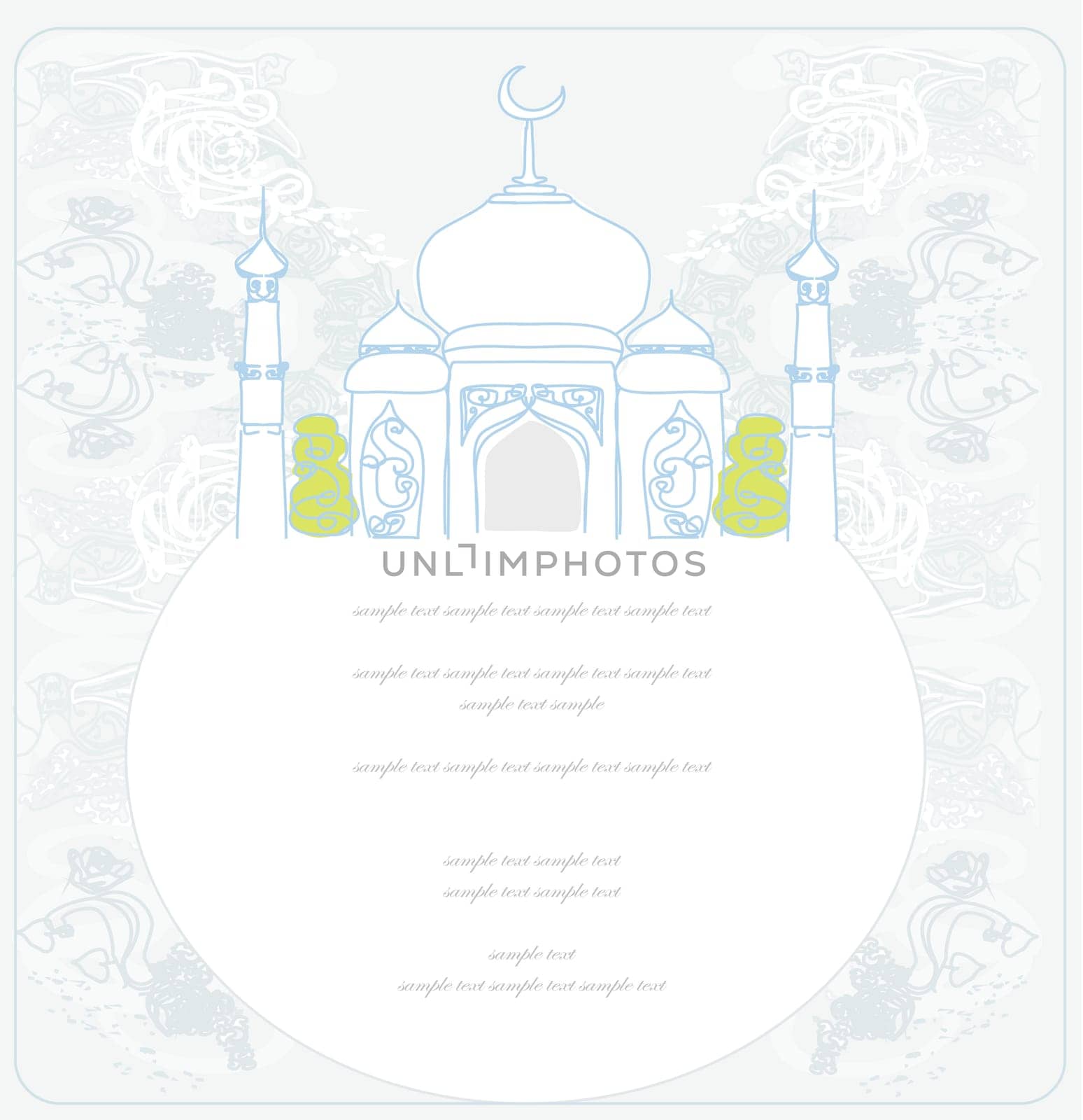 Ramadan background - mosque silhouette vector card