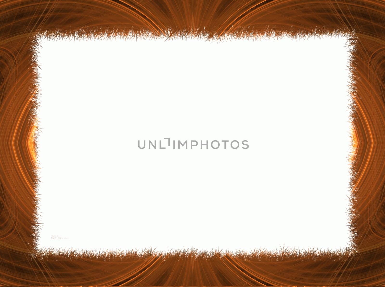 Orange Fractal Border with White Copy Space.