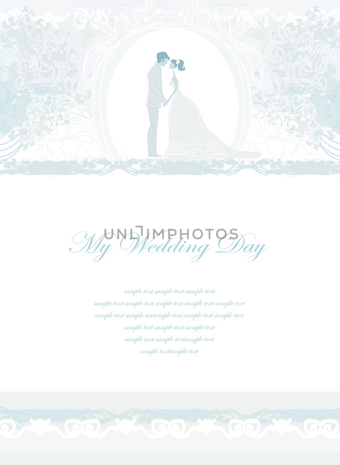 elegant wedding invitation with wedding couple