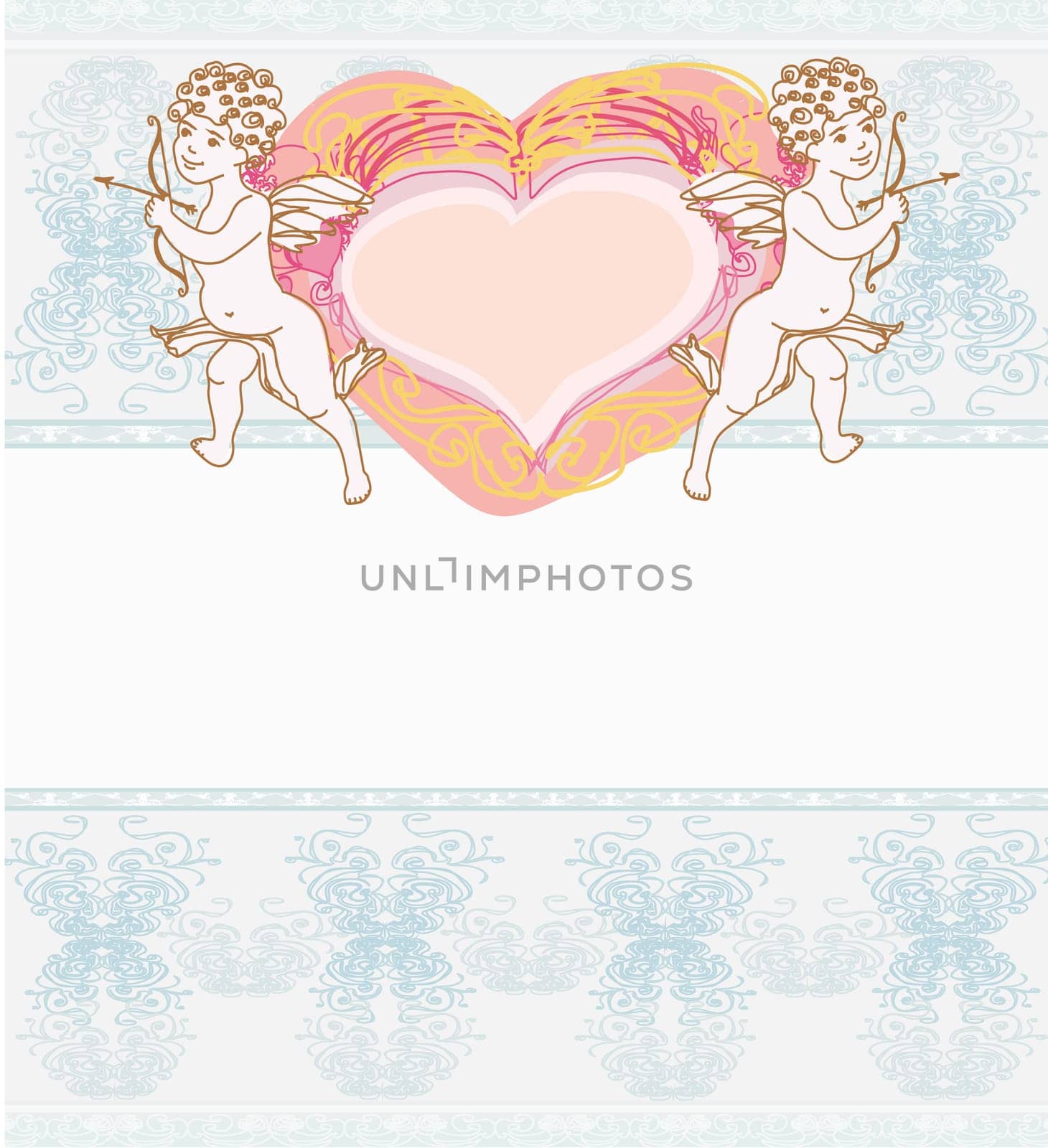 happy valentine's day card with cupid