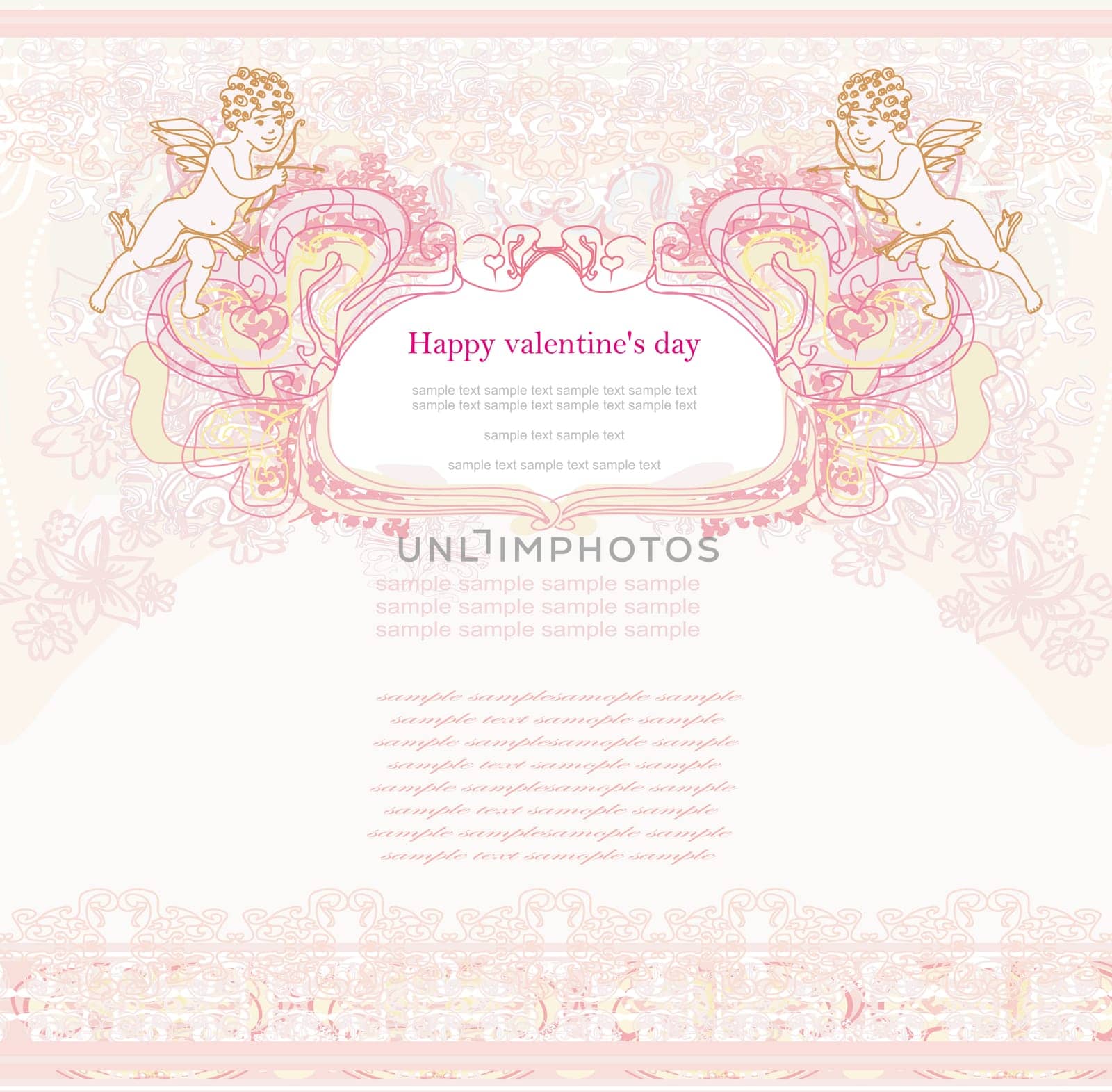 happy valentine's day card with cupid