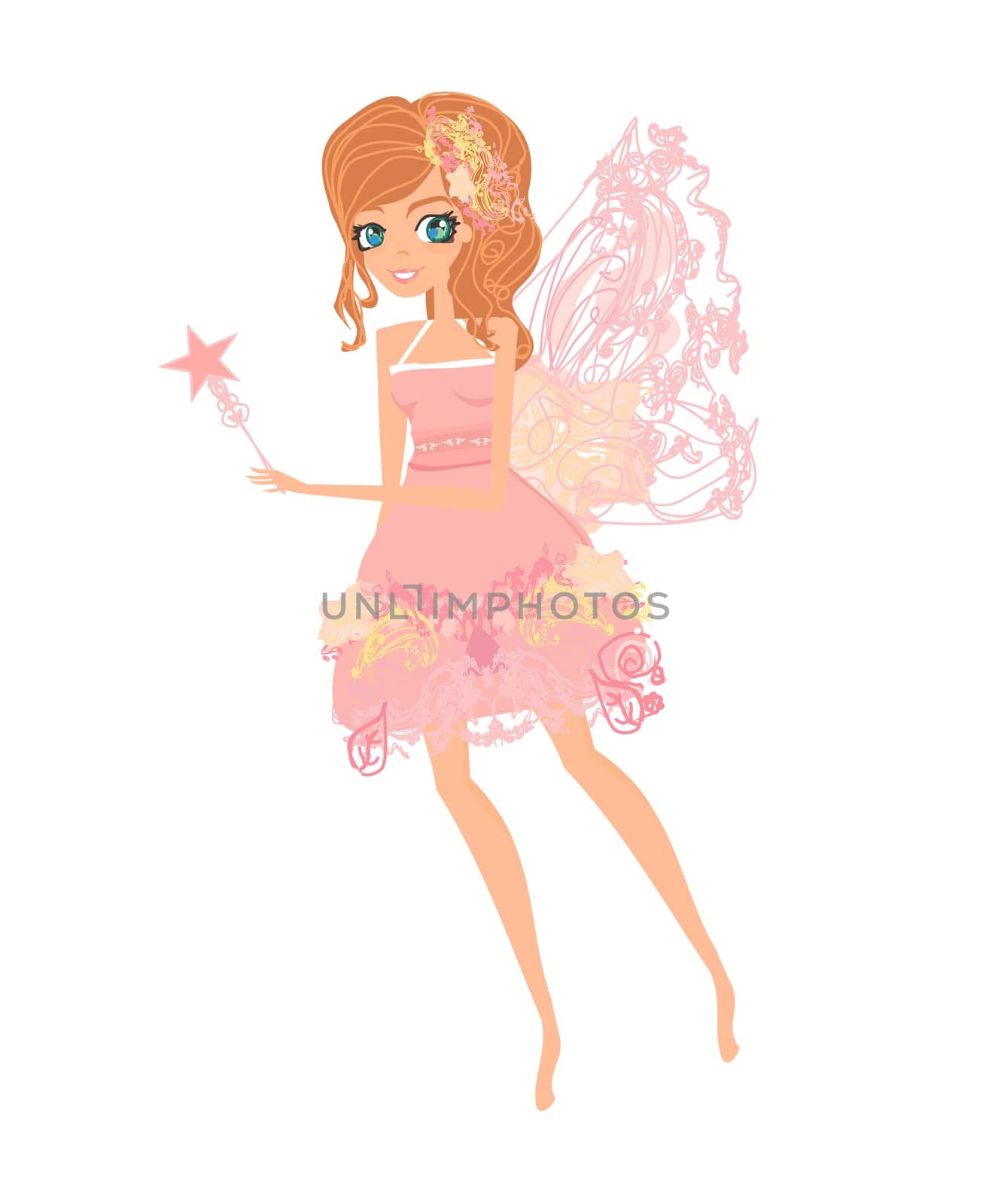 beautiful fairy with magic wand vector graphic