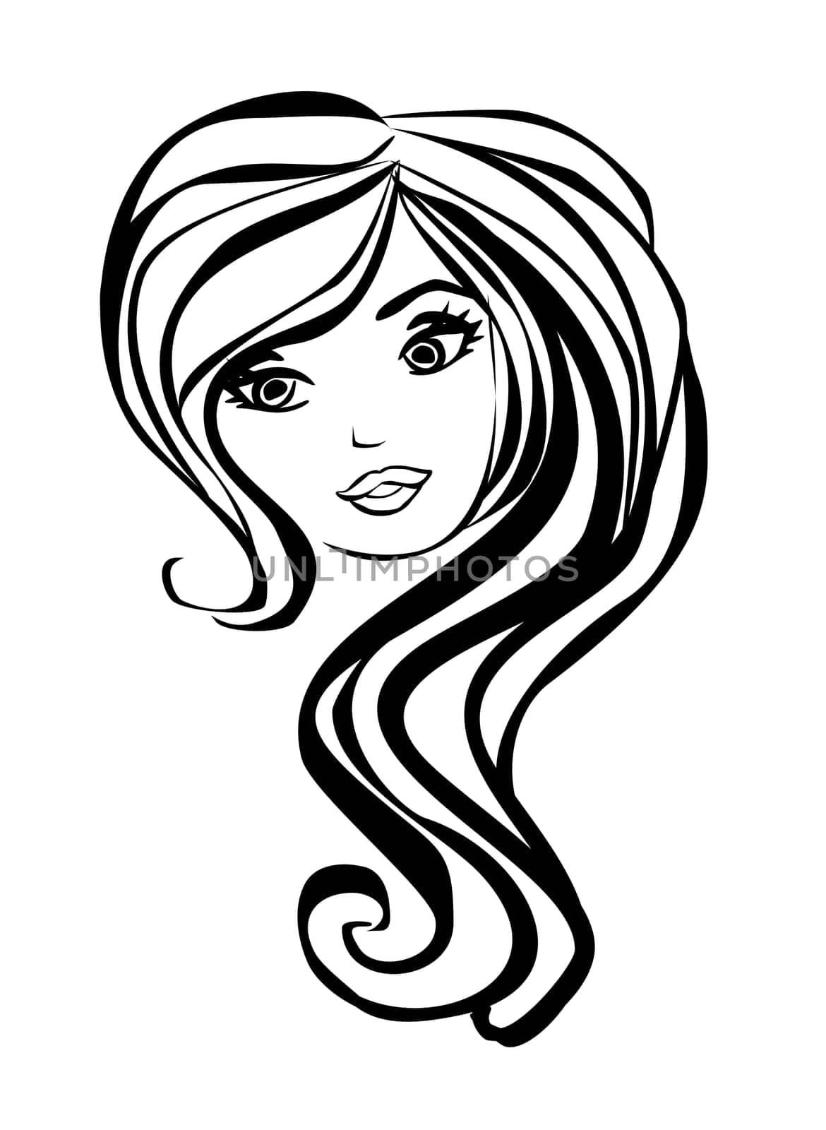 Beautiful Woman Portrait doodle illustration