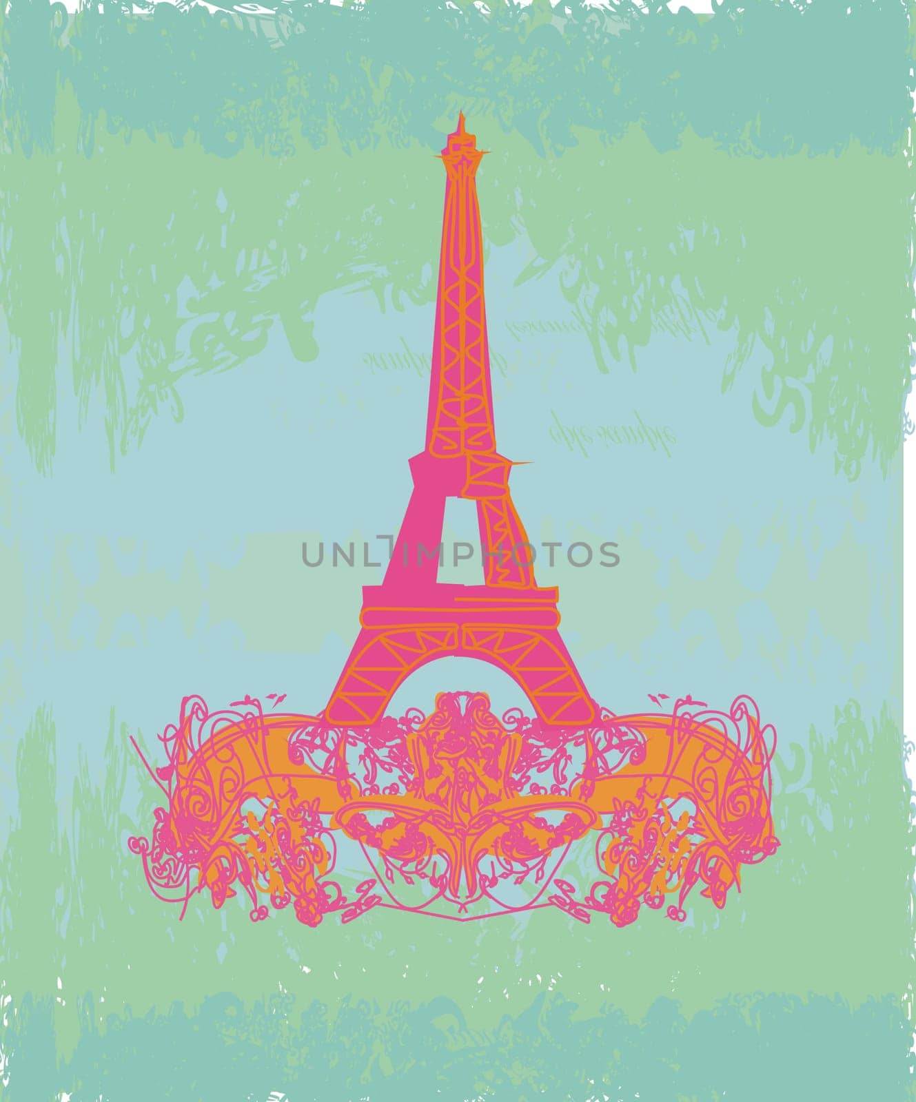 vintage retro Eiffel card