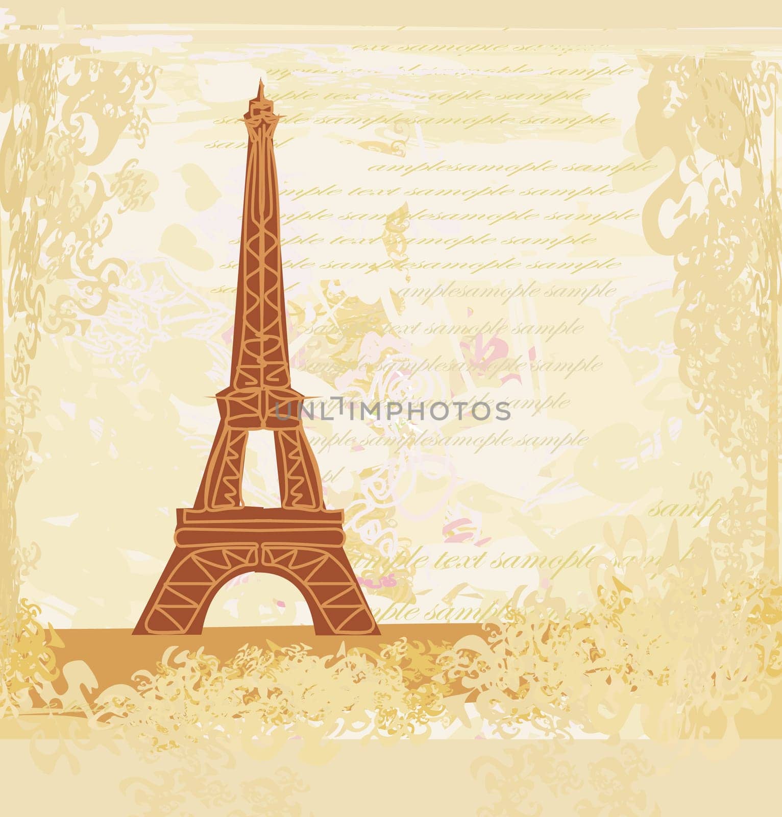 vintage retro Eiffel card