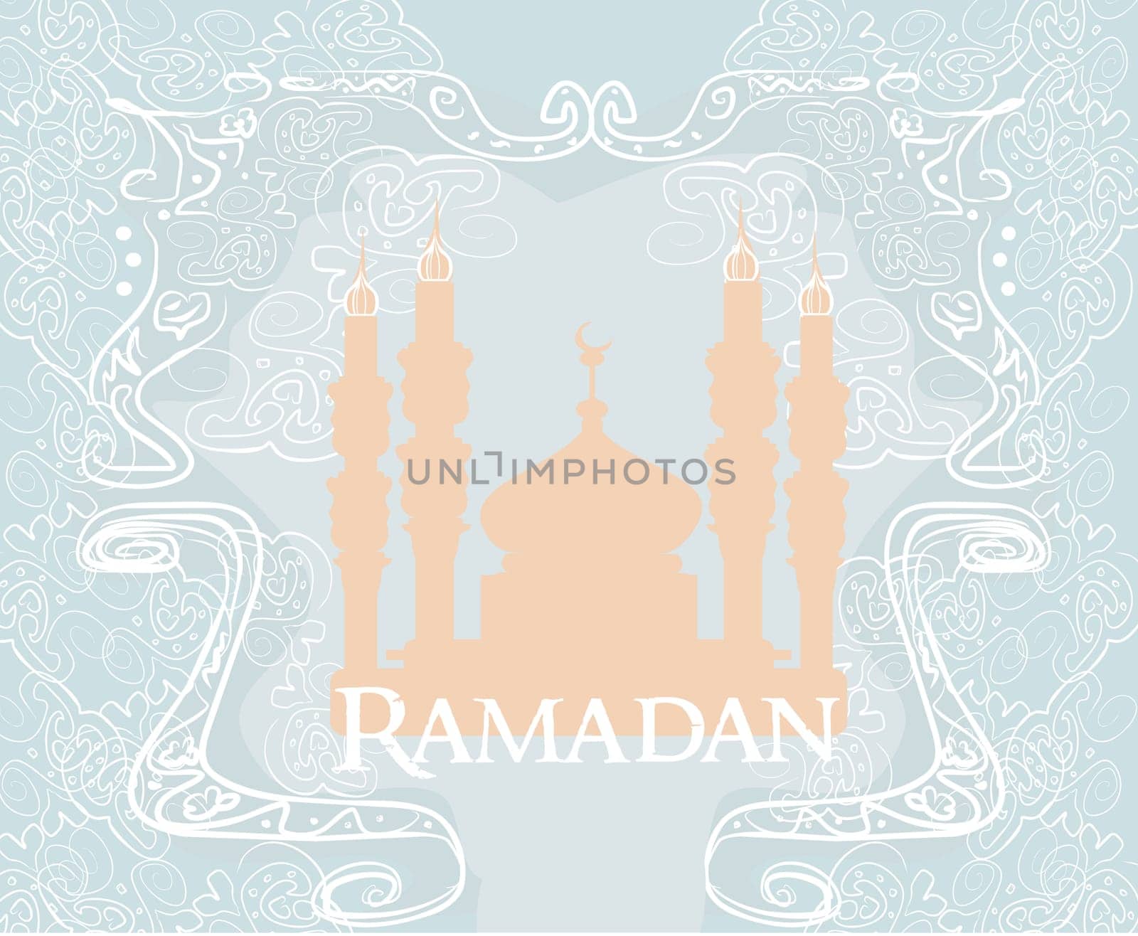 Ramadan background - mosque silhouette vector card