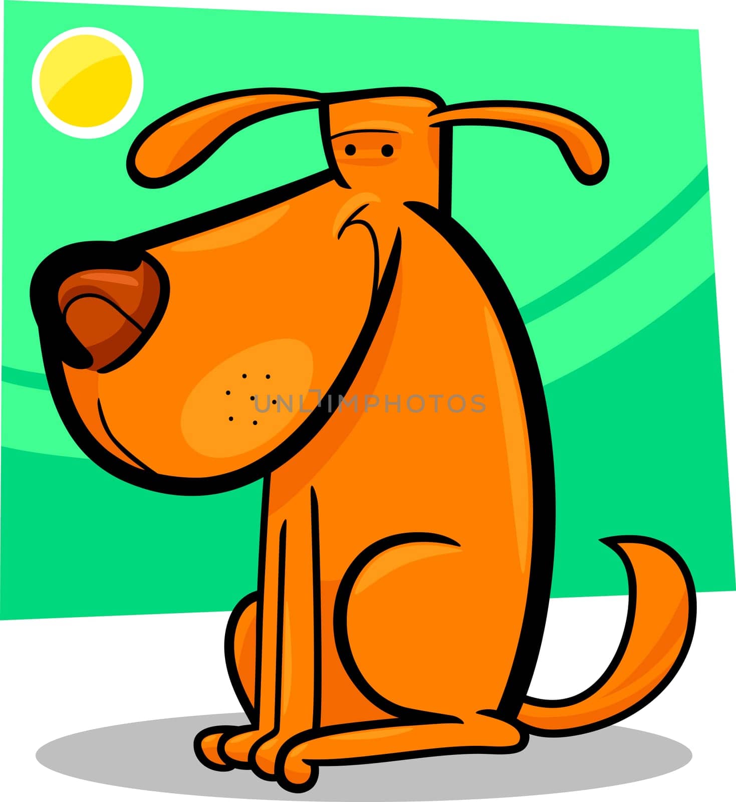 cartoon doodle illustration of cute funny dog