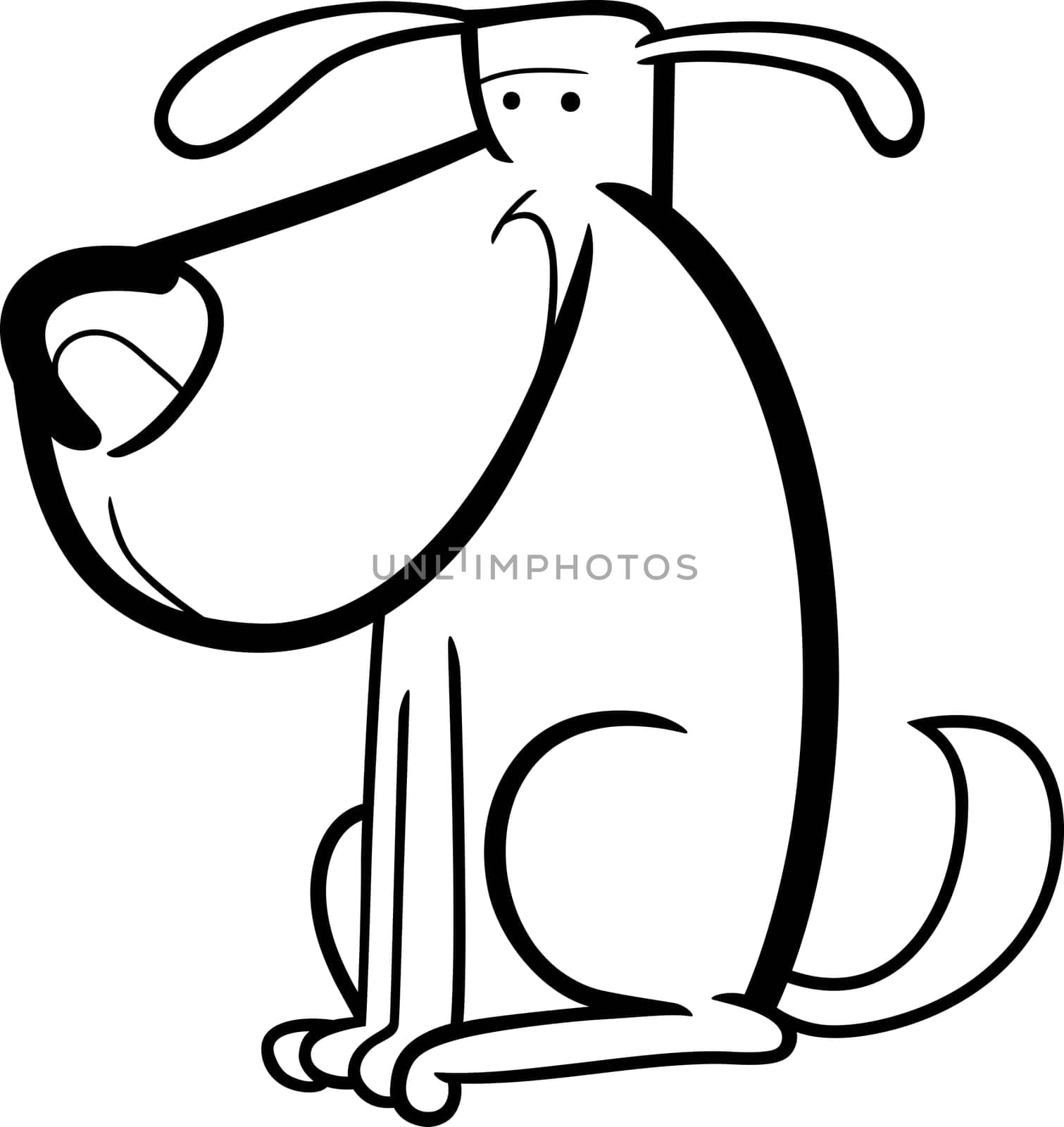 cartoon doodle illustration of dog for coloring book