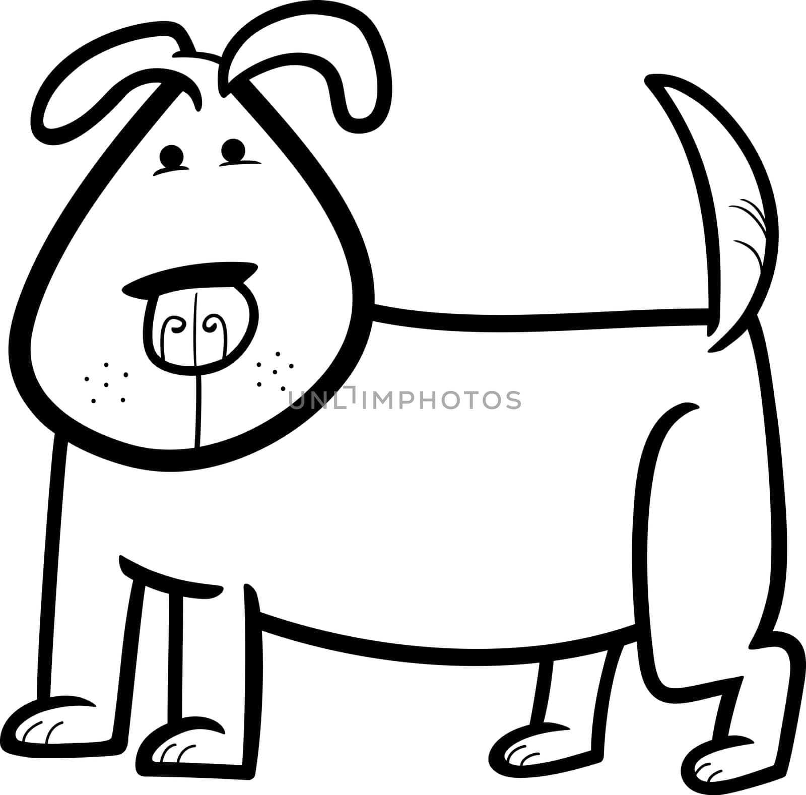 cartoon doodle illustration of cute dog or puppy for coloring book