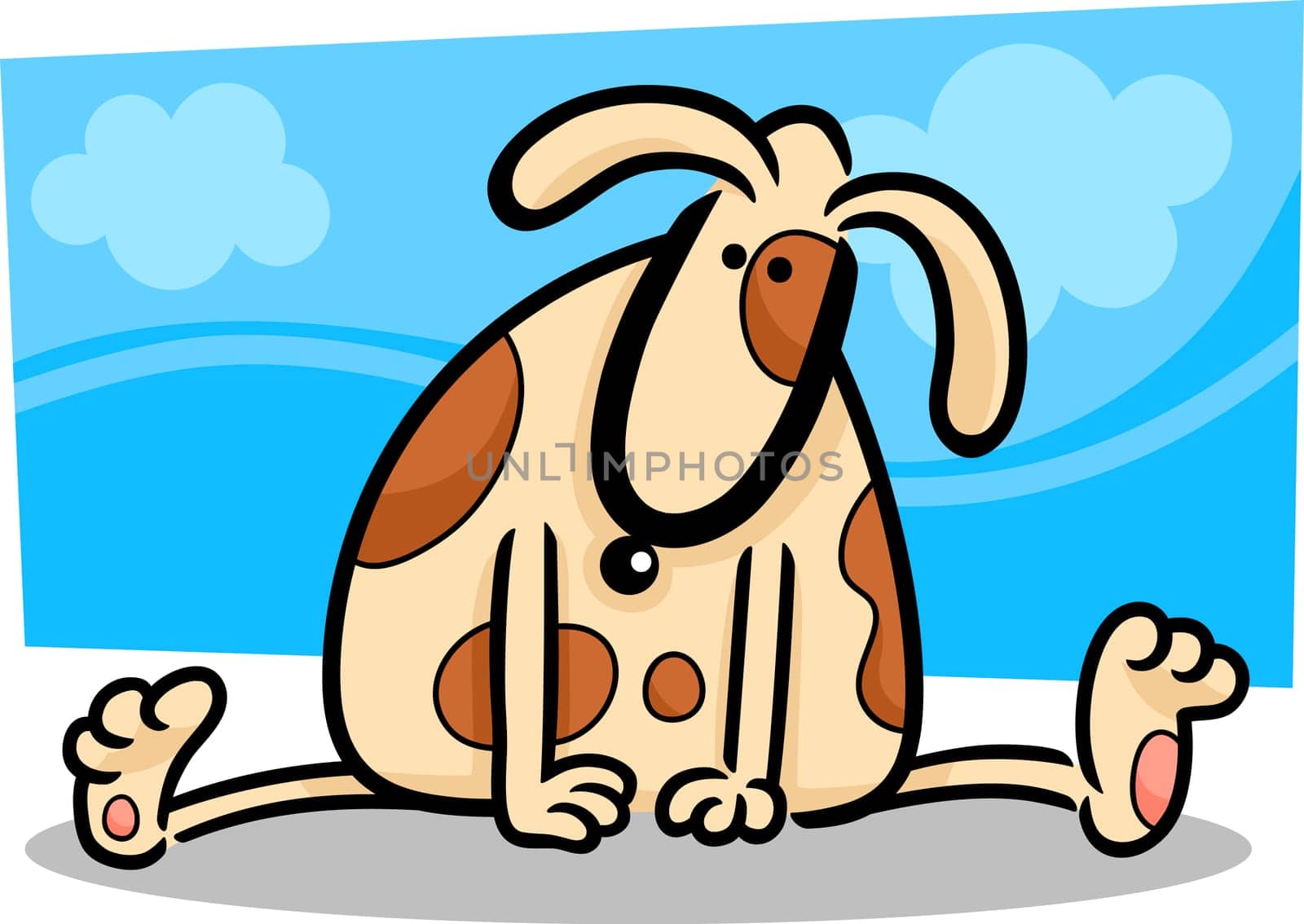 cartoon doodle illustration of funny spotted dog or puppy