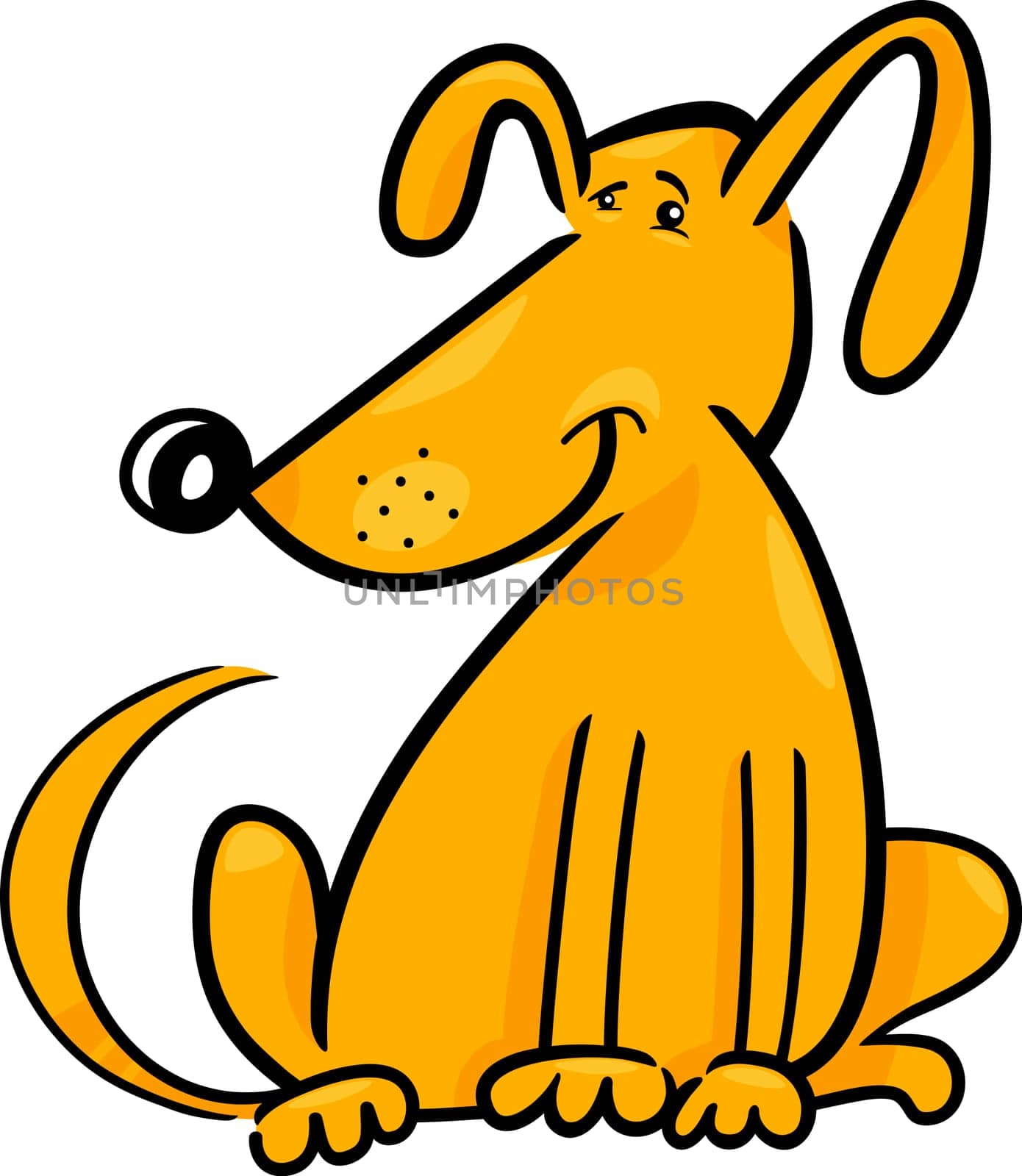 cartoon doodle illustration of cute yellow dog or puppy