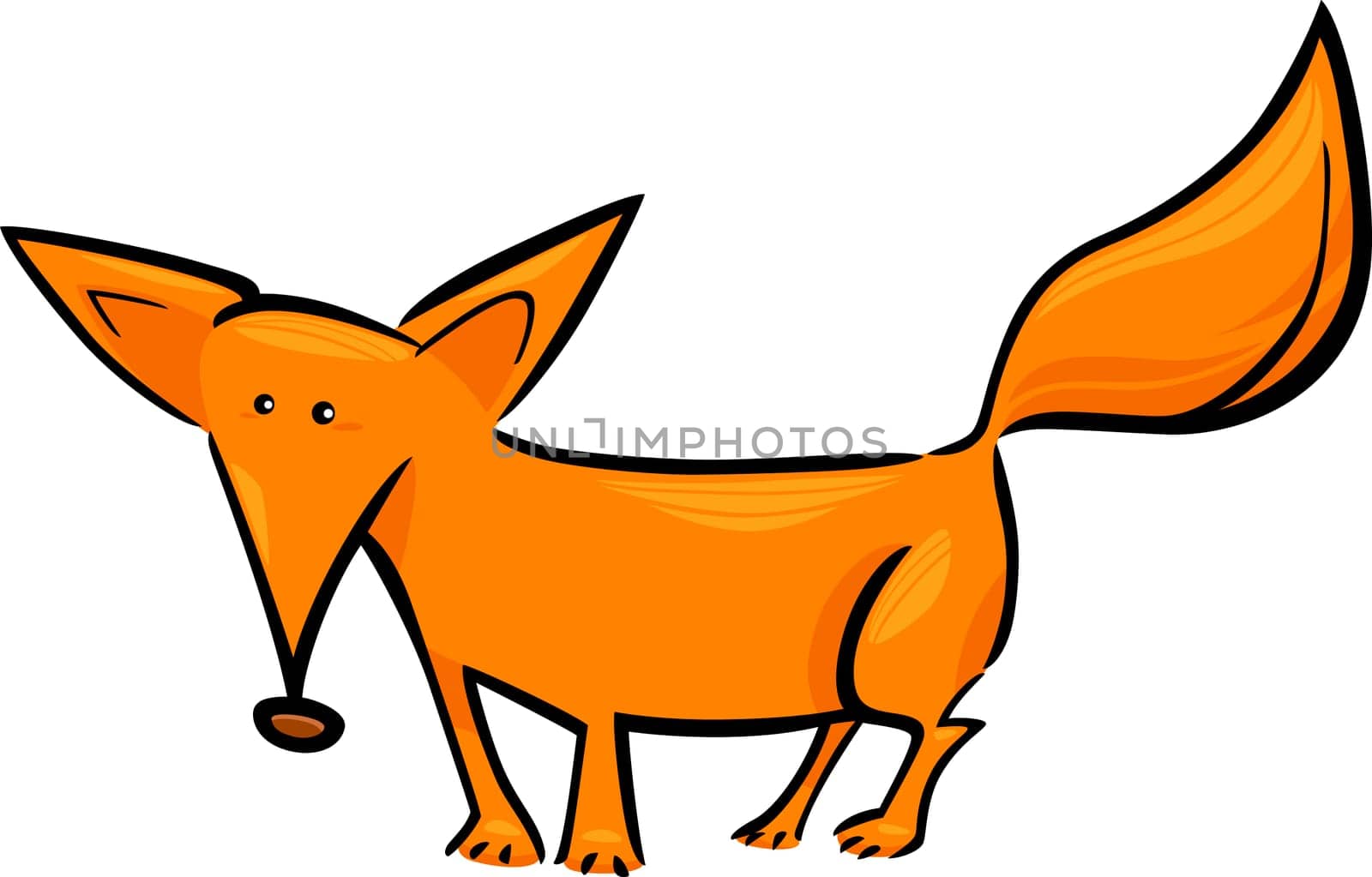 cartoon doodle illustration of cute red fox