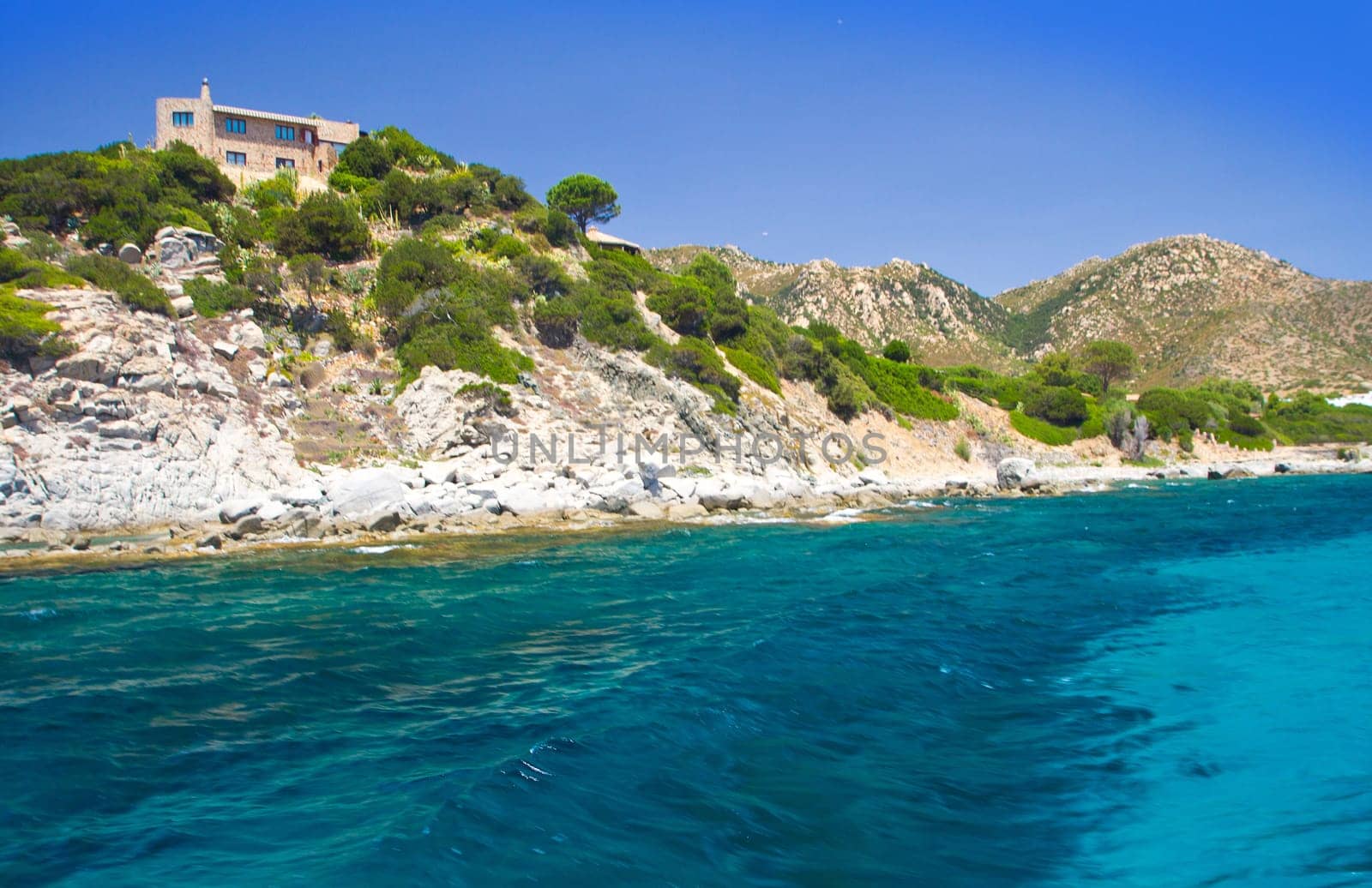 View of beautiful sea of Villasimius, in Sardinia, Italy