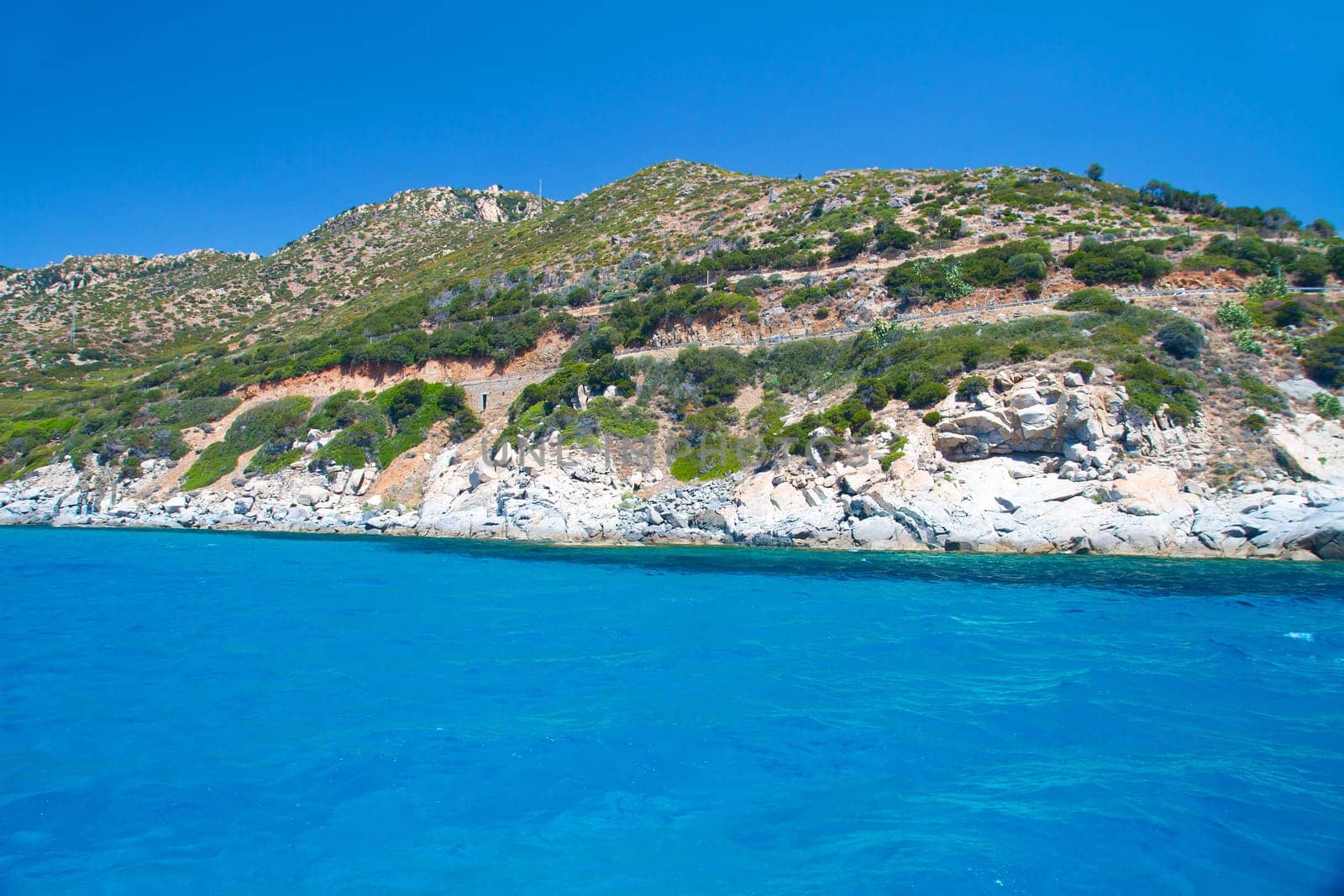 View of beautiful sea of Villasimius, in Sardinia, Italy