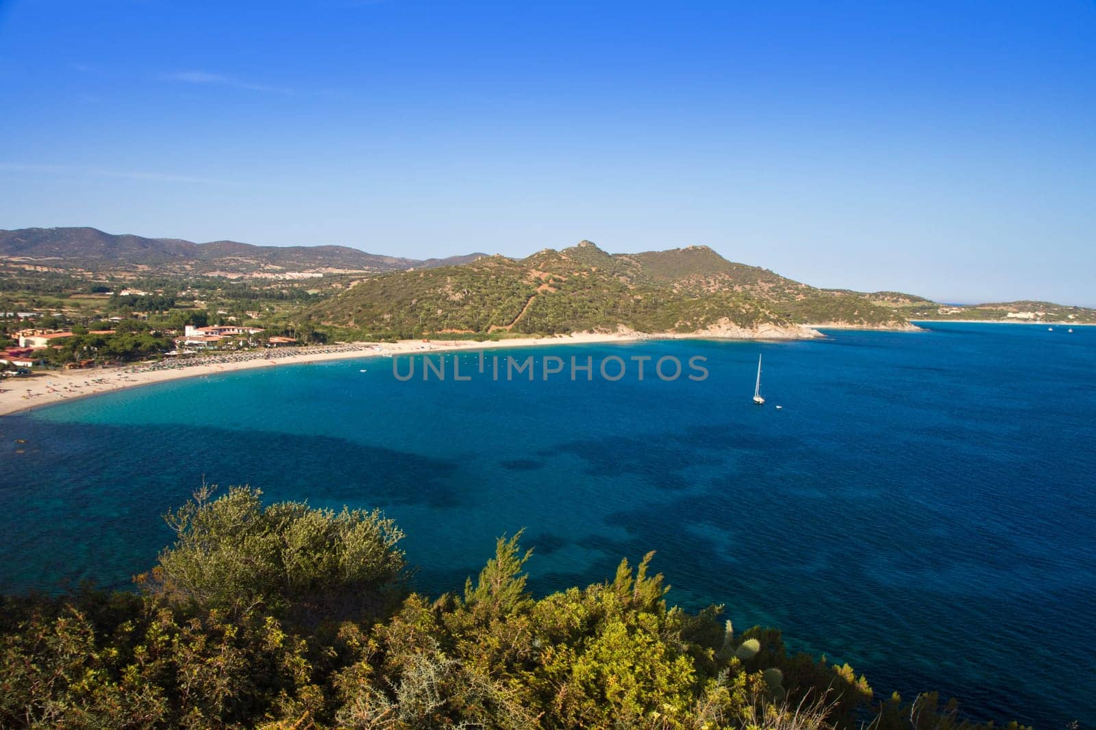 View of beautiful sea of Villasimius, in Sardinia, Italy