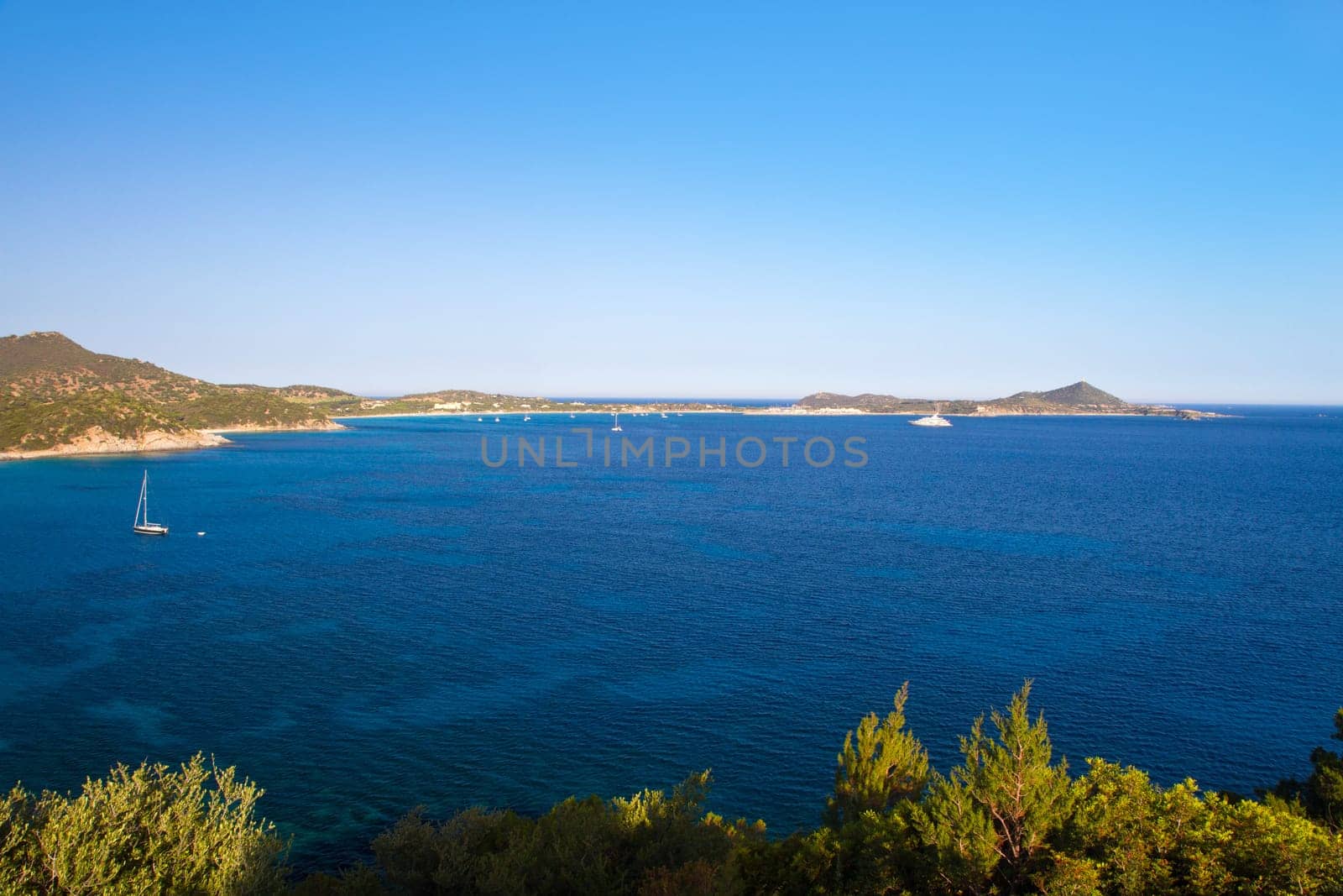 View of beautiful sea of Villasimius, in Sardinia, Italy