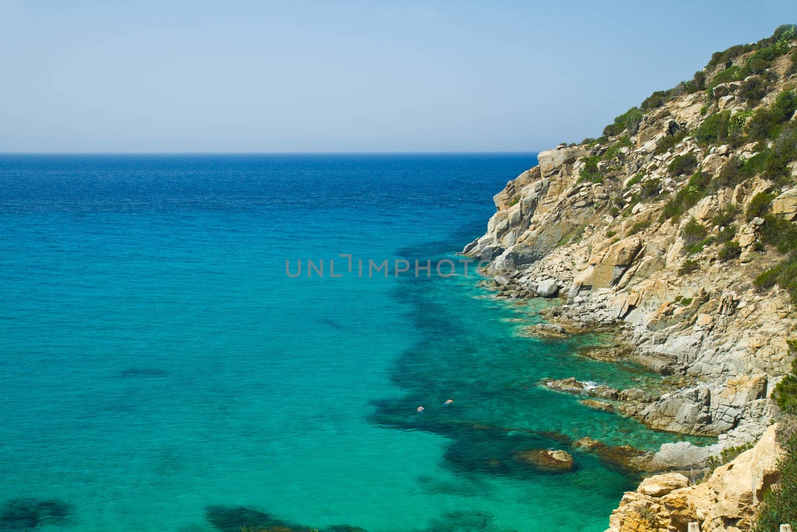 View of beautiful sea of Villasimius, in Sardinia, Italy