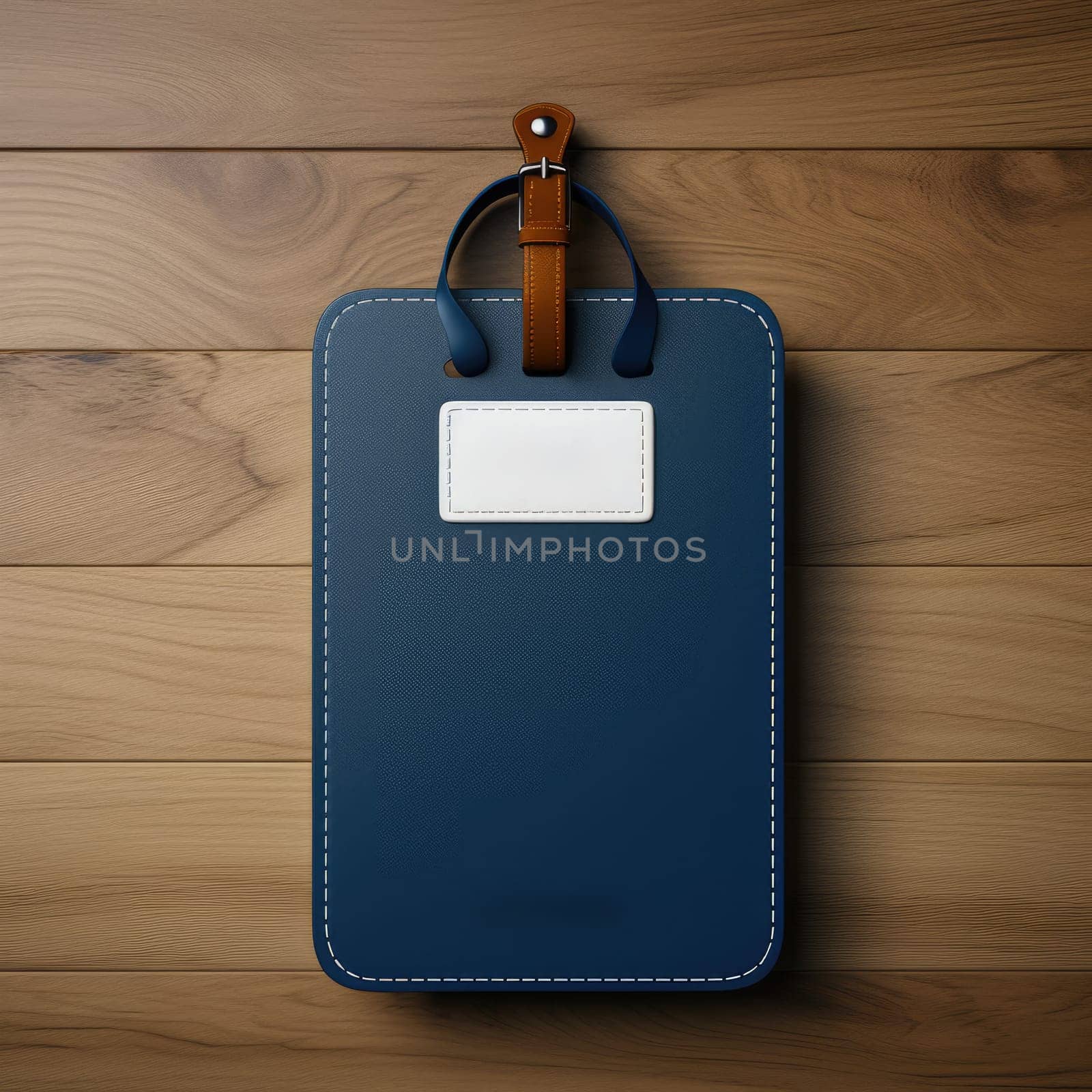 Leather Hang tag for luggage mockup. Generative AI.