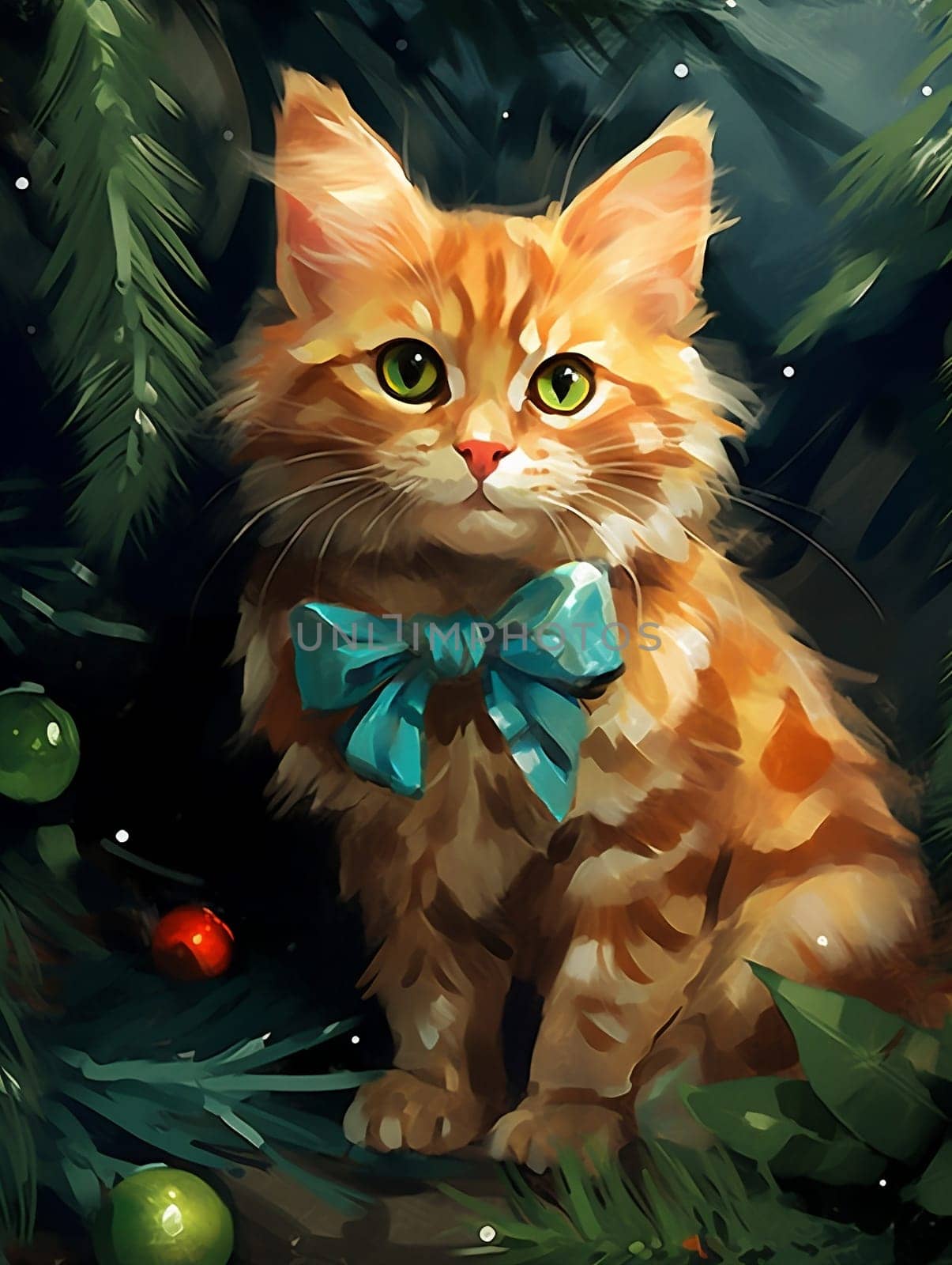 Cute pet animal christmas cat holiday by Vichizh