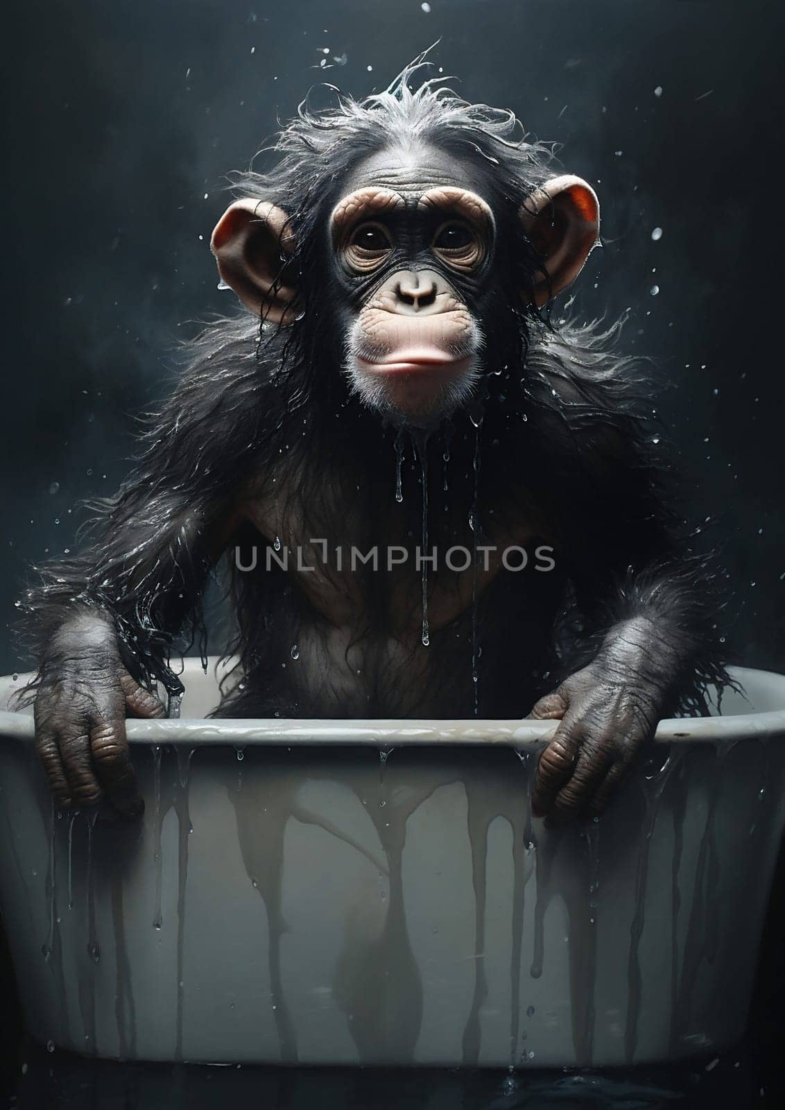 Monkey chimpanzee primate face wildlife portrait nature wild animal ape mammal by Vichizh