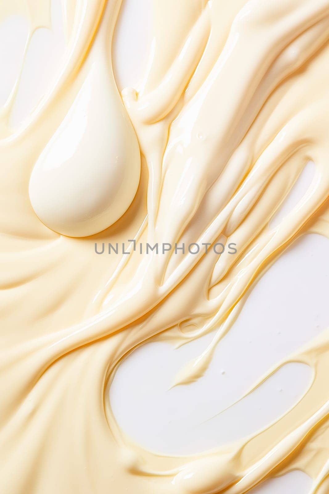 A mass of melted white chocolate. Wave pattern. High quality photo