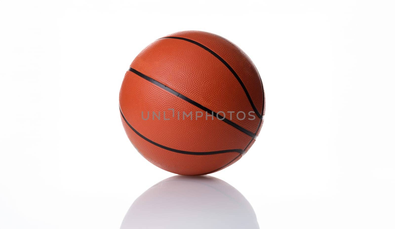 Basketball ball on white reflective background. Choosing meat for game concept