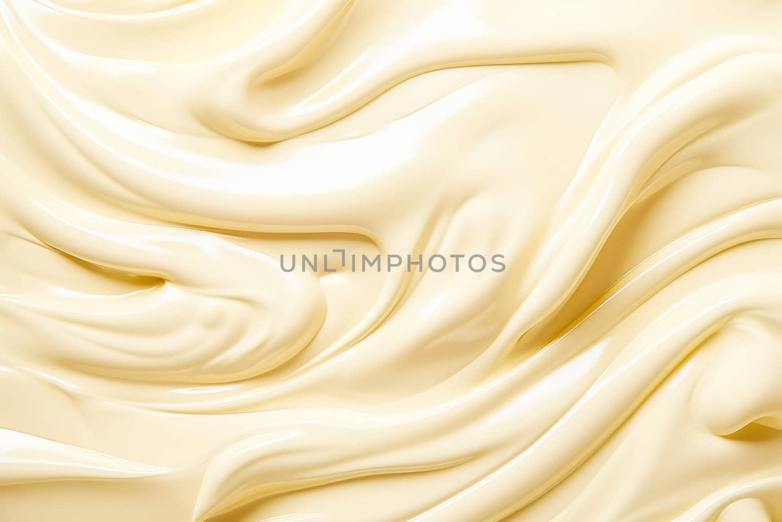 A mass of melted white chocolate. Wave pattern. High quality photo