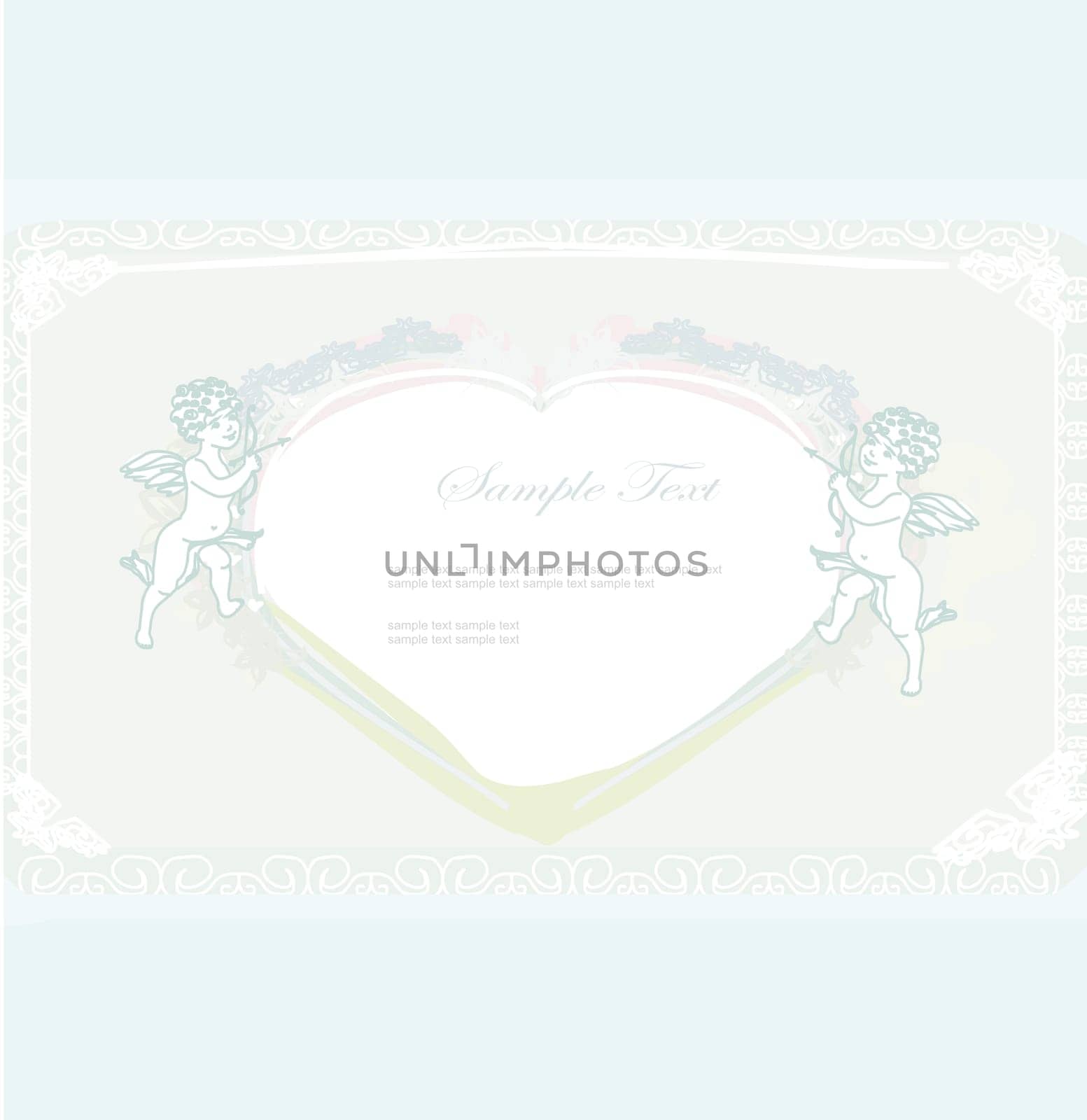 happy valentine's day card with cupid