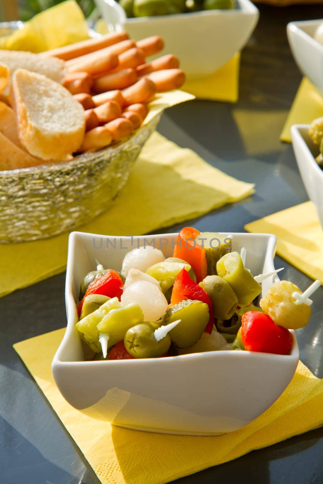 italian appetizer  with olives and pickles
