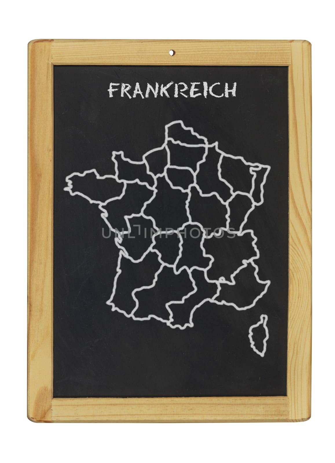 Map of France on chalkboard