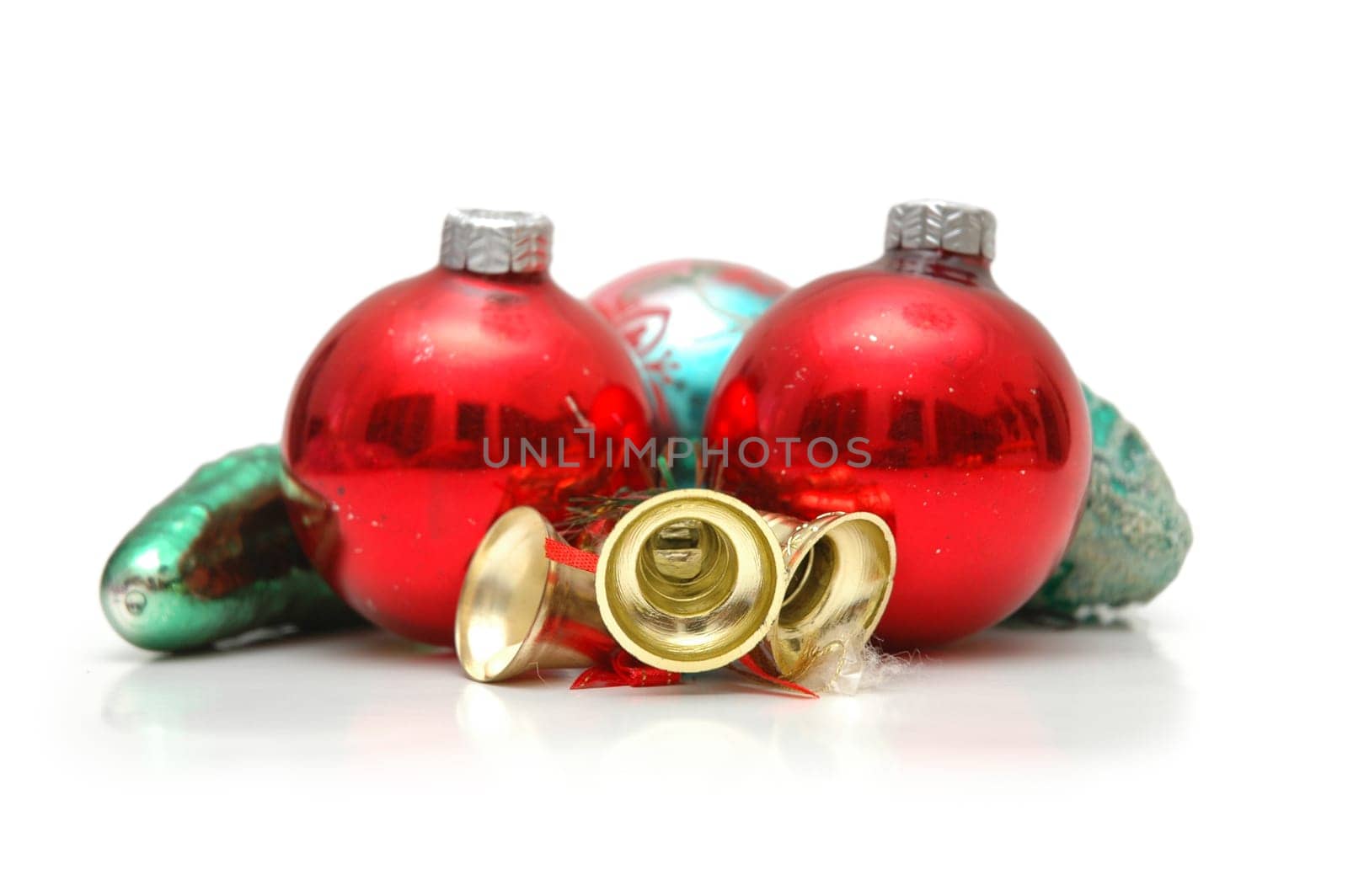 Various christmas decorations isolated on white