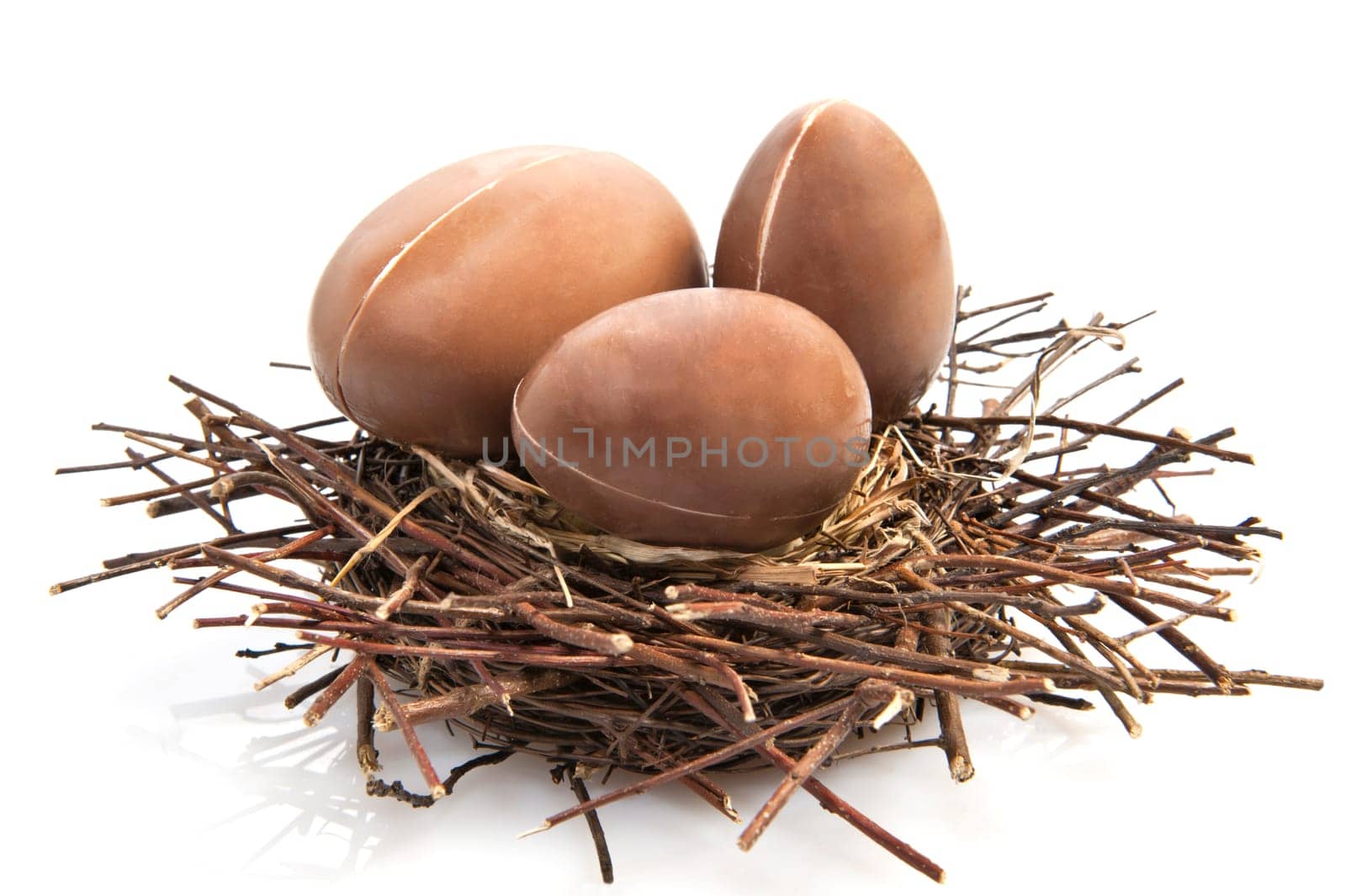 A chocolate eggs on a white background