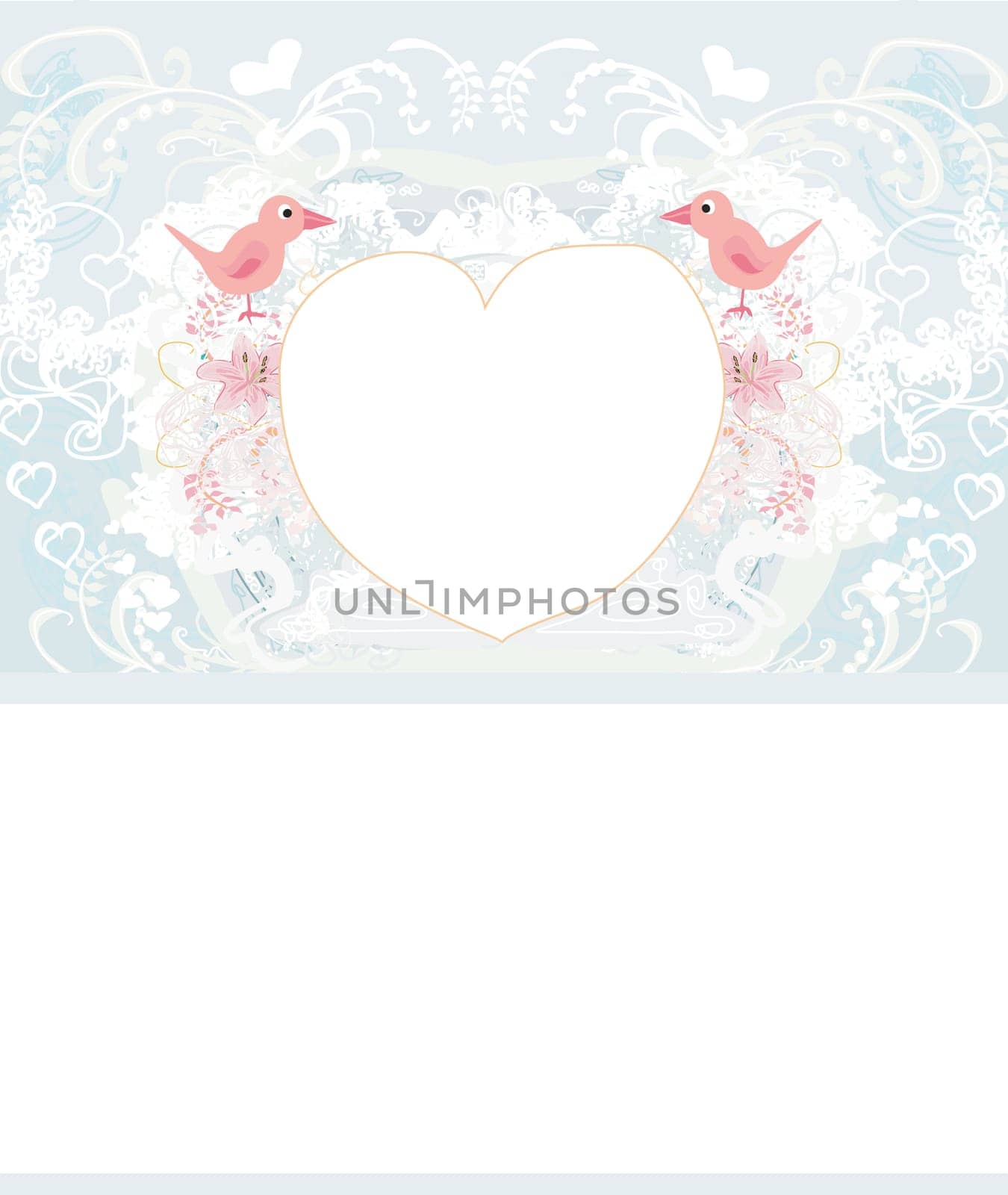 valentine's day greeting card with 2 sweet love birds