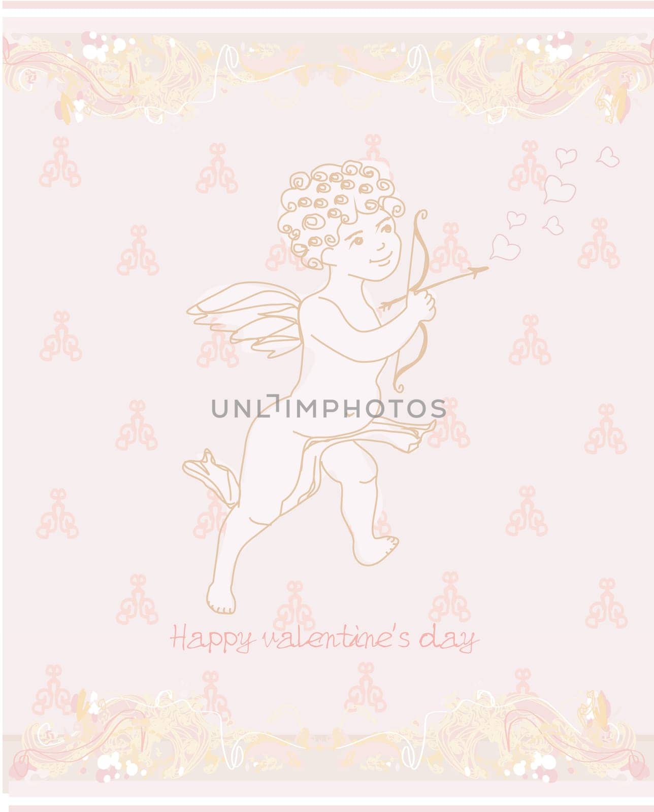 happy valentine's day card with cupid