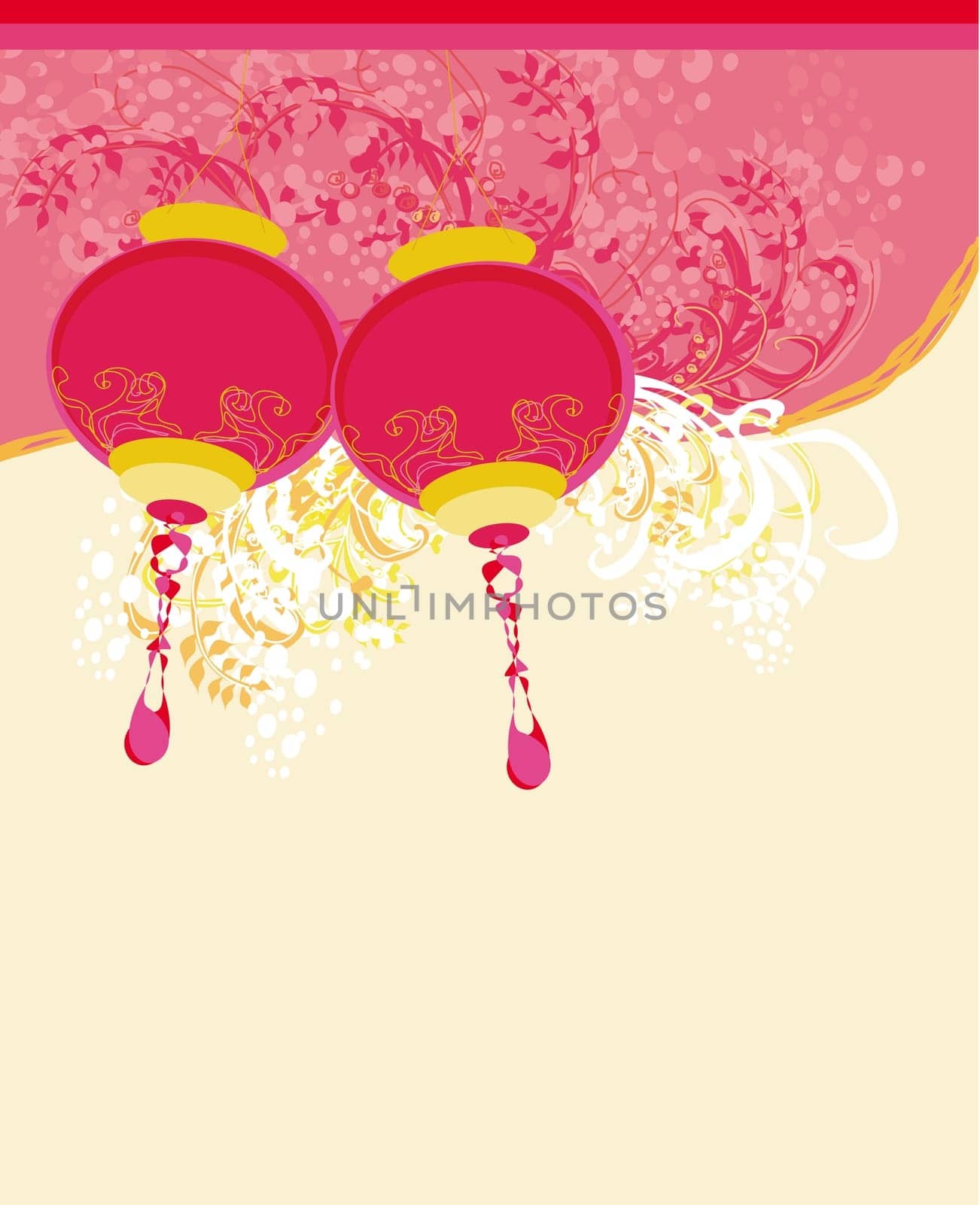 Chinese New Year card with asian lanterns