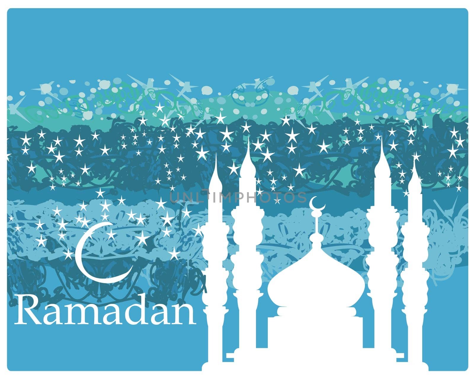 Ramadan background - mosque silhouette vector card