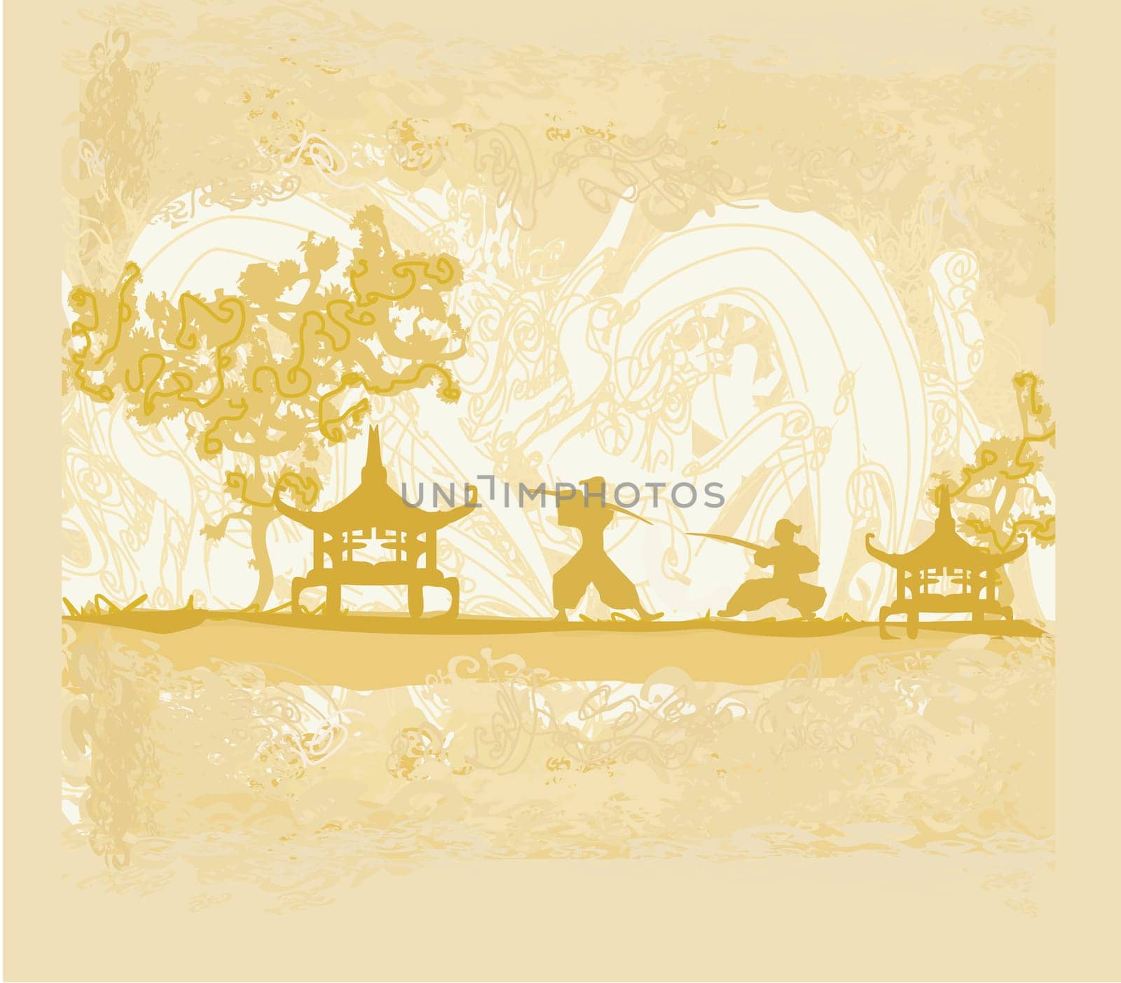 old paper with Samurai silhouette