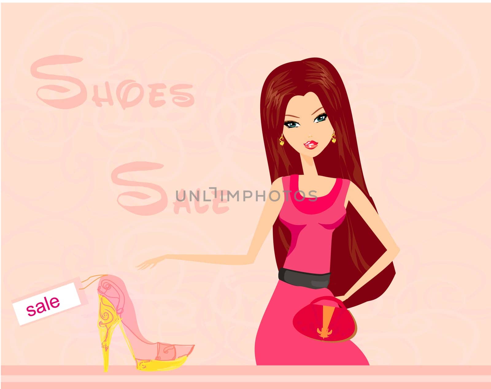 Fashion girl shopping in shoe shop