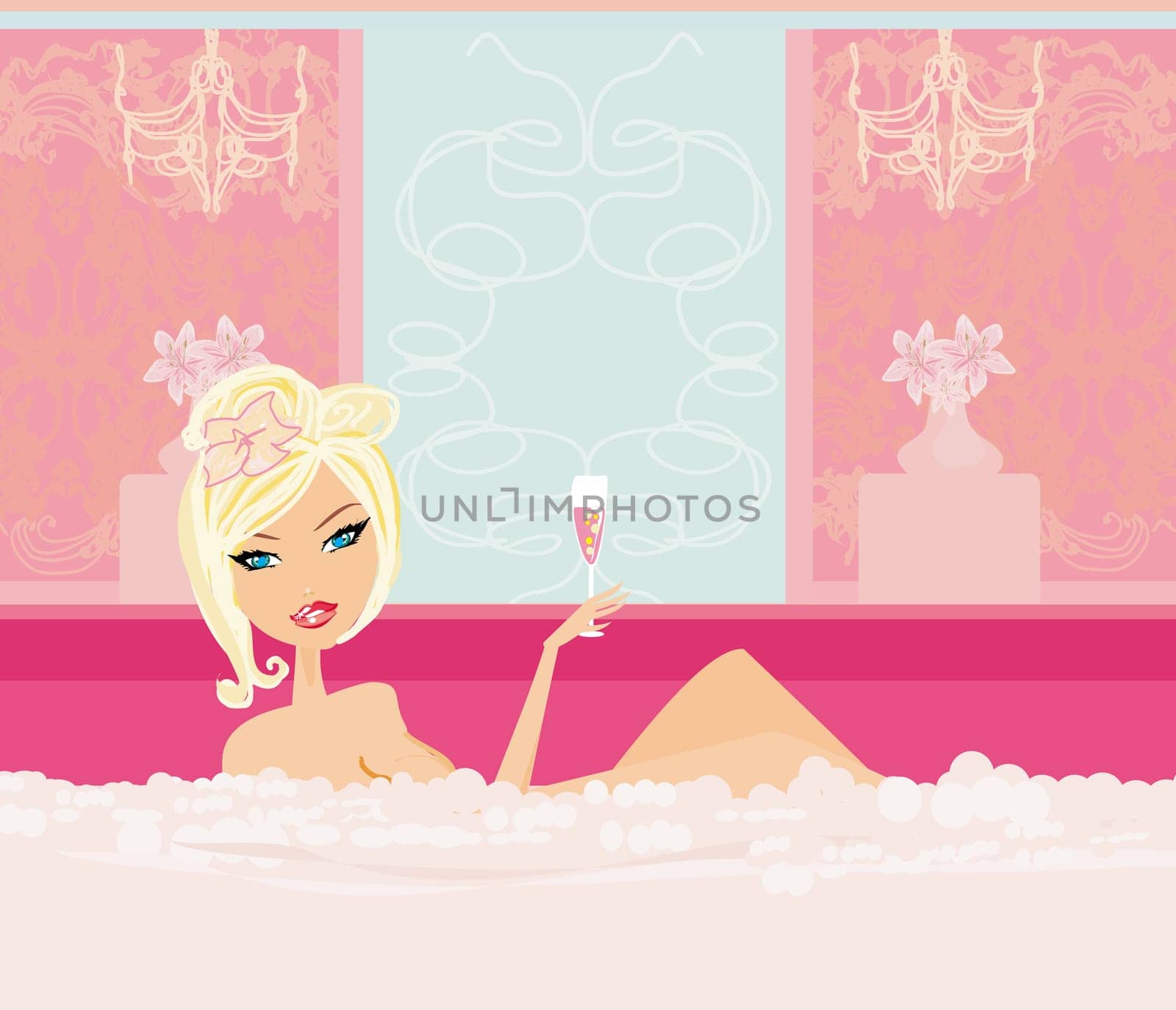pretty girl enjoying elegant spa