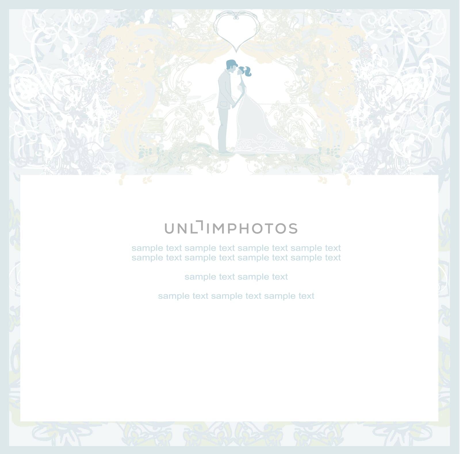 elegant wedding invitation with wedding couple