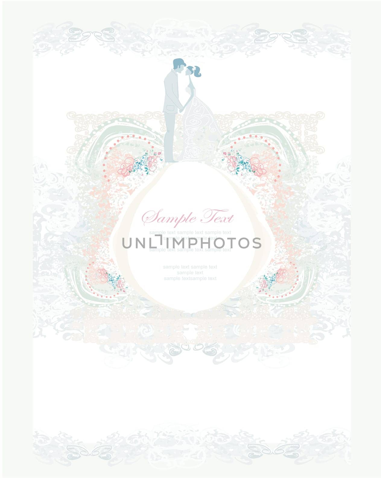 elegant wedding invitation with wedding couple