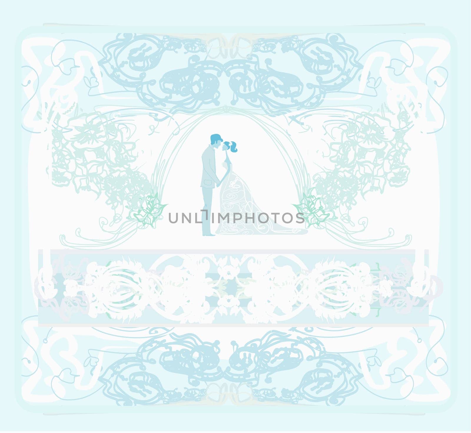 elegant wedding invitation with wedding couple