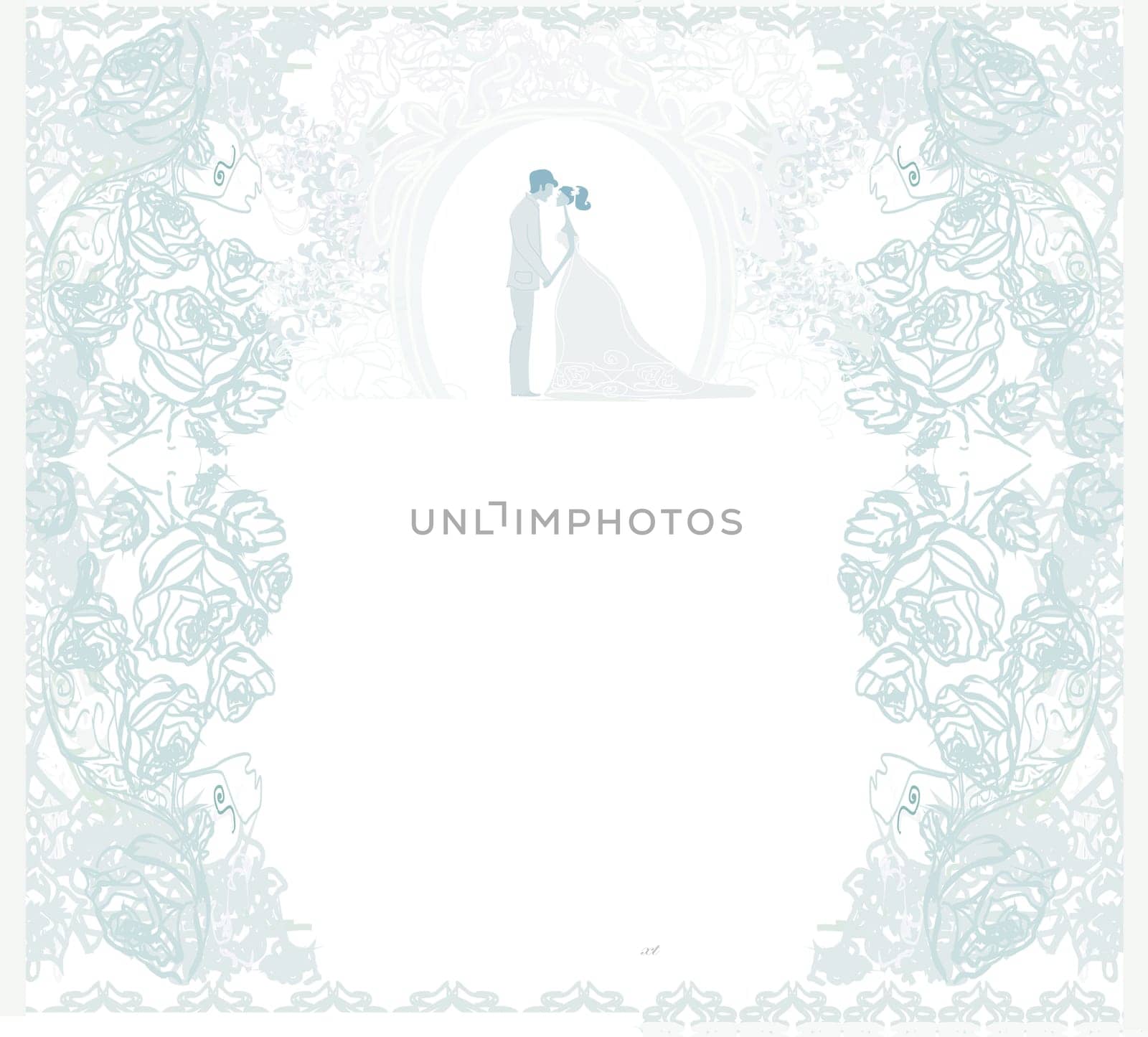 elegant wedding invitation with wedding couple